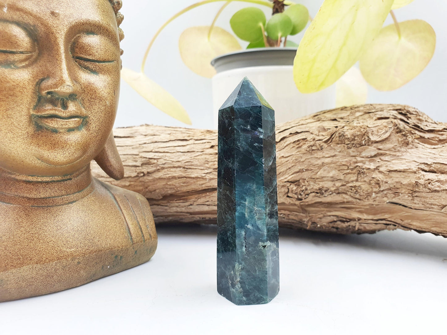 Blue and Green Apatite Tower / Apatite Healing Tower / Blue and Green Apatite Point / Crystal Tower - 85g
