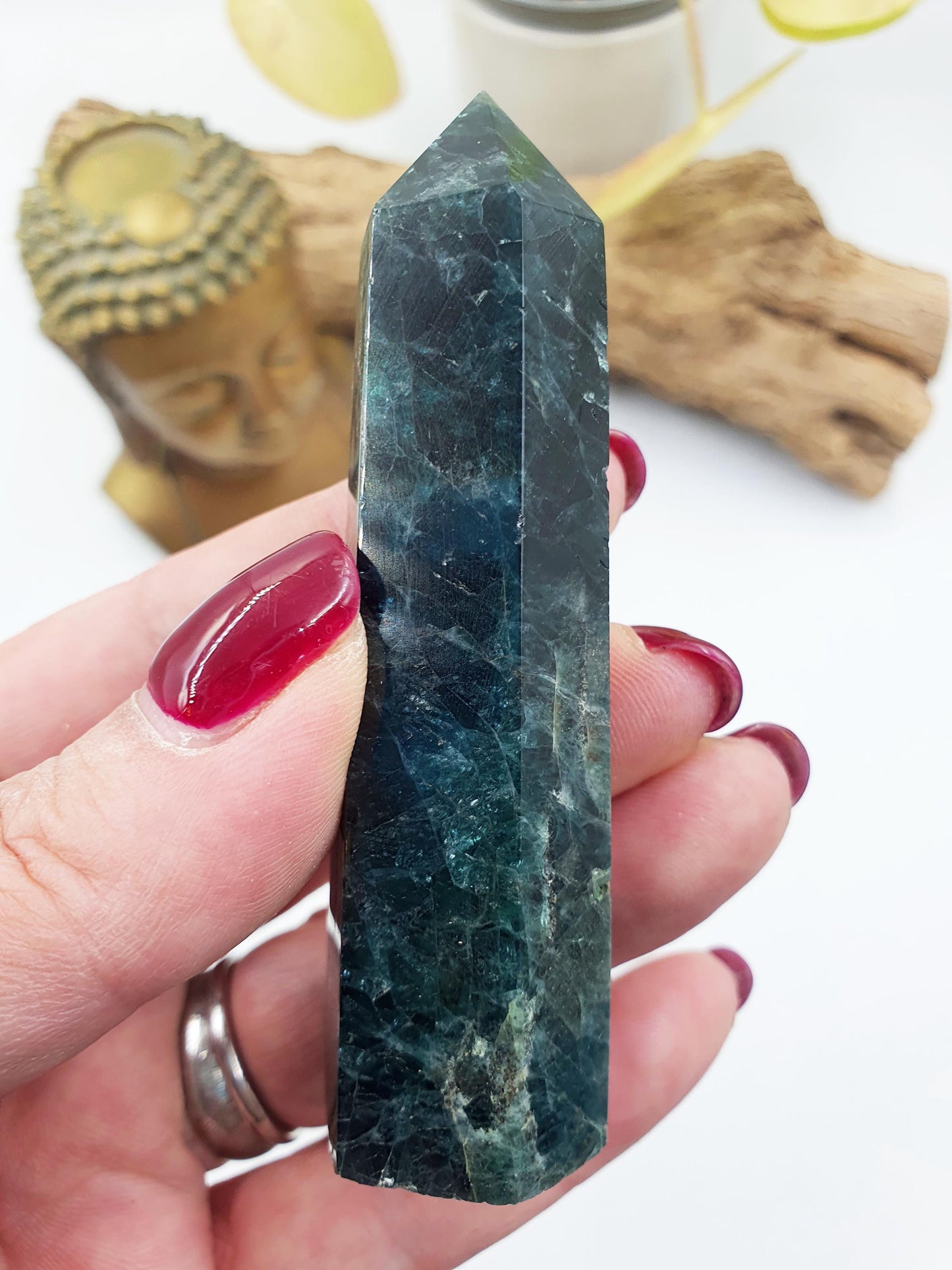 Blue and Green Apatite Tower / Apatite Healing Tower / Blue and Green Apatite Point / Crystal Tower - 85g