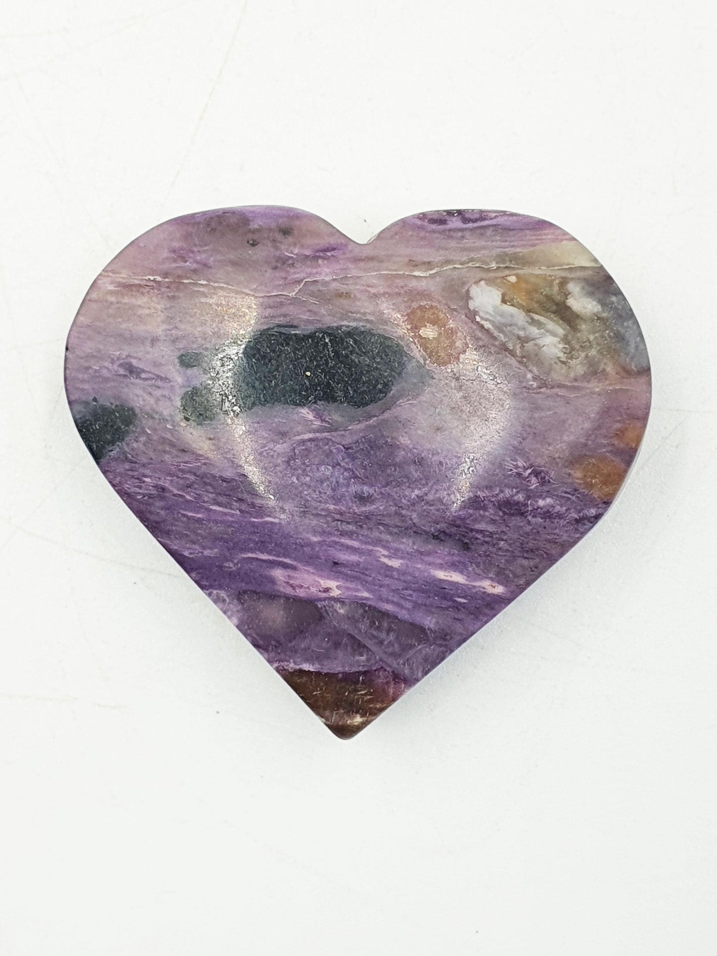Beautiful Charoite Crystal Heart/ Charoite Puff Heart / Charoite Carving - 45g