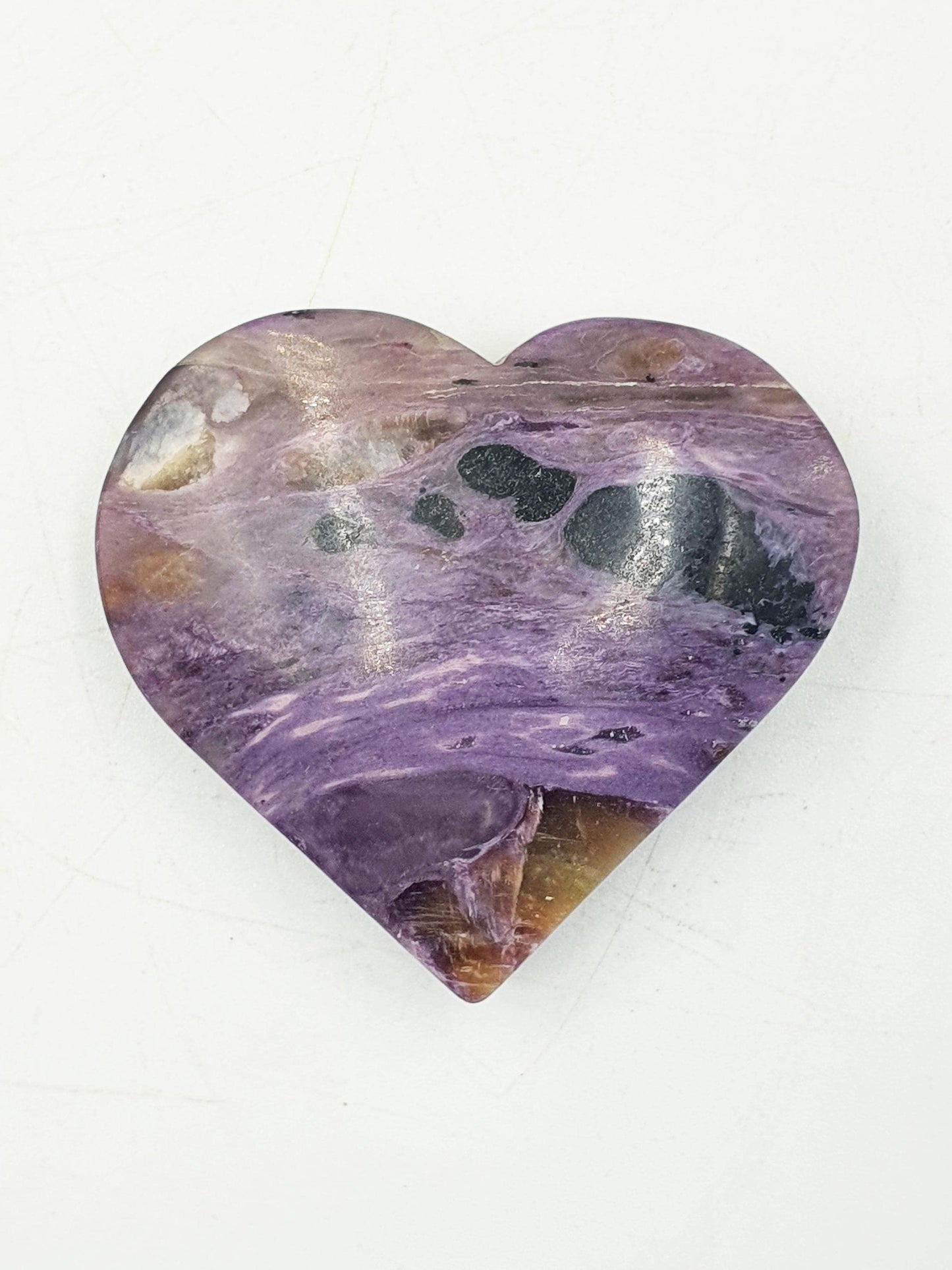 Beautiful Charoite Crystal Heart/ Charoite Puff Heart / Charoite Carving - 45g