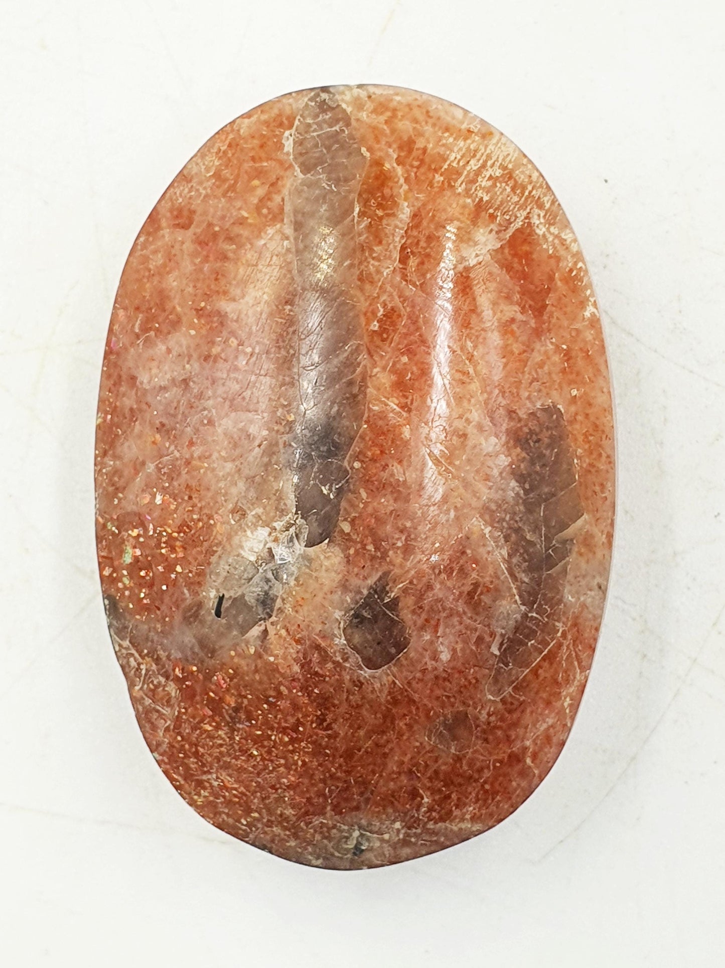 High Grade Super Flashy Sunstone Palm / Sunstone Palm Stone / Sunstone Palm / Meditation Palm / Reiki Crystal Palm - 40g