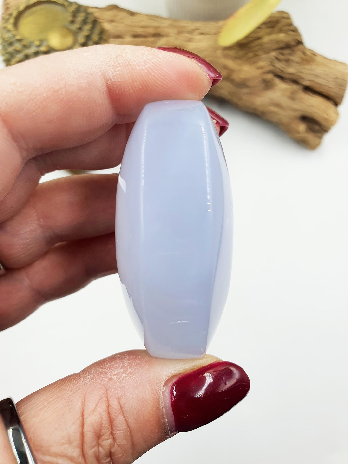Beautiful Blue Chalcedony Palm/ Chalcedony Palm Stone / Meditation Palm / Reiki Crystal Palm - 75g