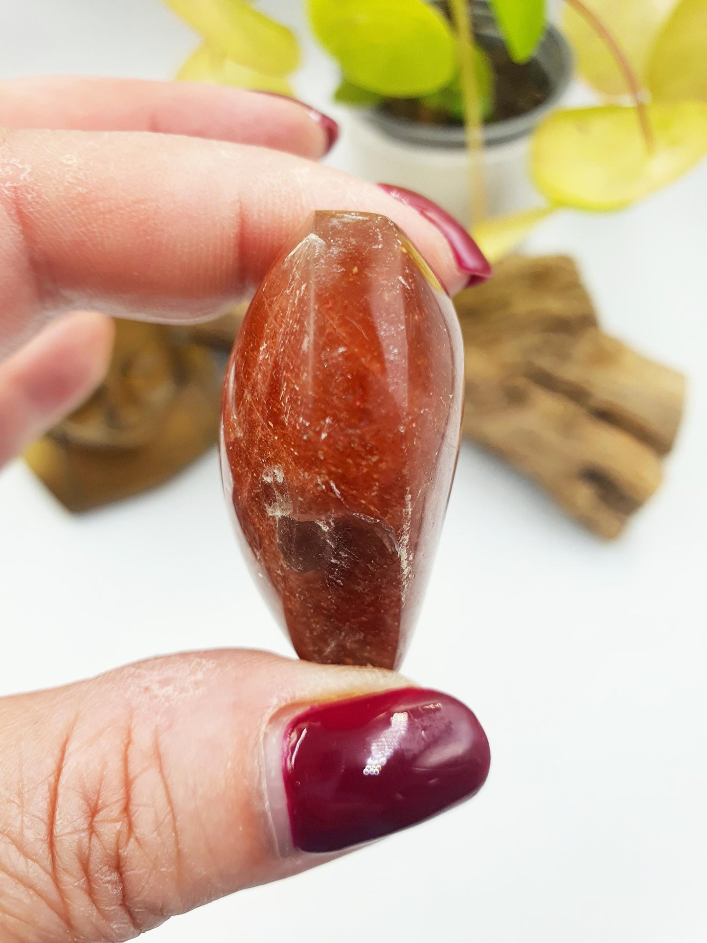 Flashy Sunstone Puff Heart / Sunstone Crystal Heart / Sunstone Heart Carving - 60g
