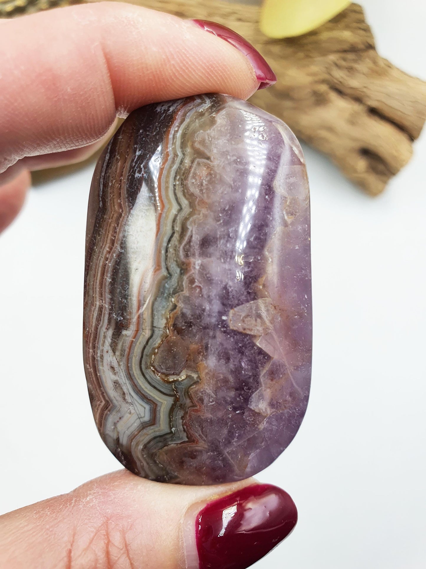 Beautiful Amethyst Agate Palm / Amethyst Agate Palm Stone / Amethyst Palm / Amethyst Agate / Reiki Crystal Palm - 65g