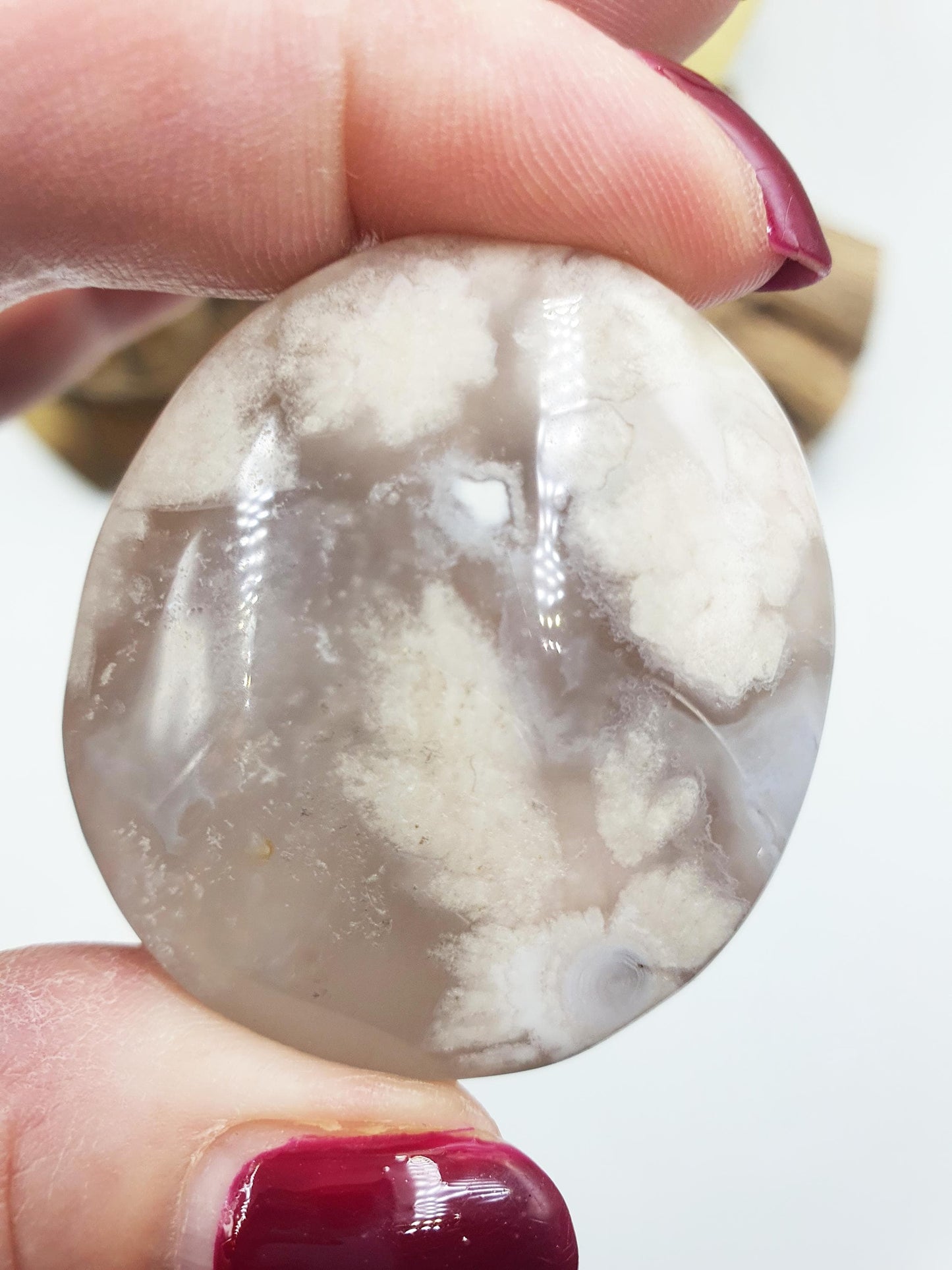 Beautiful Flower Agate Palm / Sakura Palm / Sakura Palm Stone / High Grade Flower Agate Palm Stone / Meditation Palm - 55g