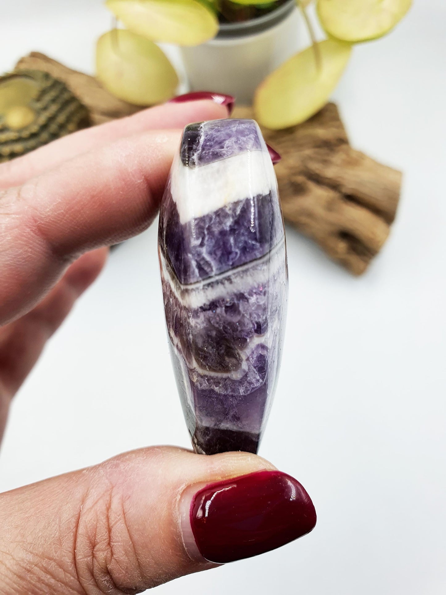 Beautiful Dream Amethyst Puff Heart / Chevron Amethyst Crystal Heart / Purple Crystal Heart - 85g
