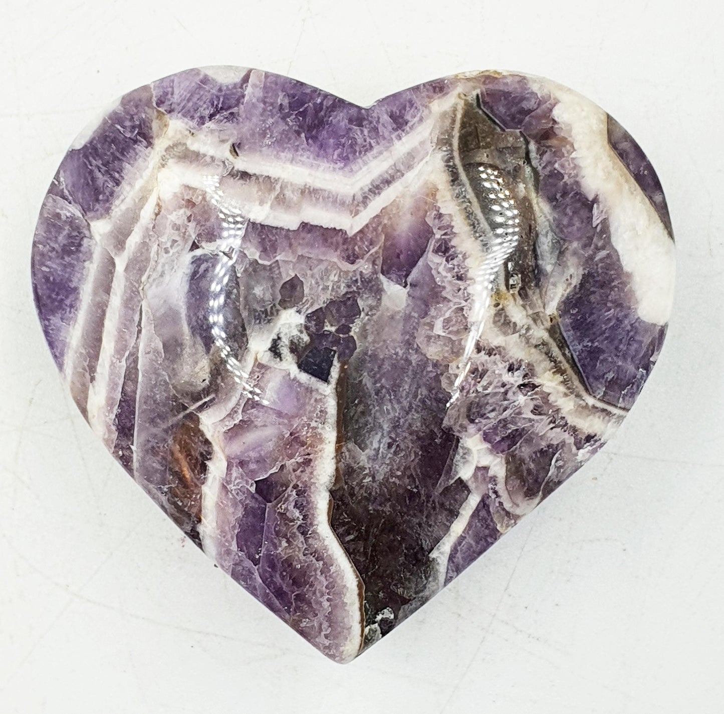 Beautiful Dream Amethyst Puff Heart / Chevron Amethyst Crystal Heart / Purple Crystal Heart - 85g