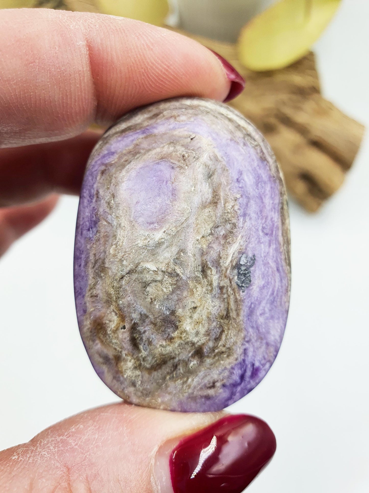 Gorgeous Little Charoite Palm / Charoite Palm Stone / Meditation Palm / Pocket Crystal / Collectors Palm - 35g
