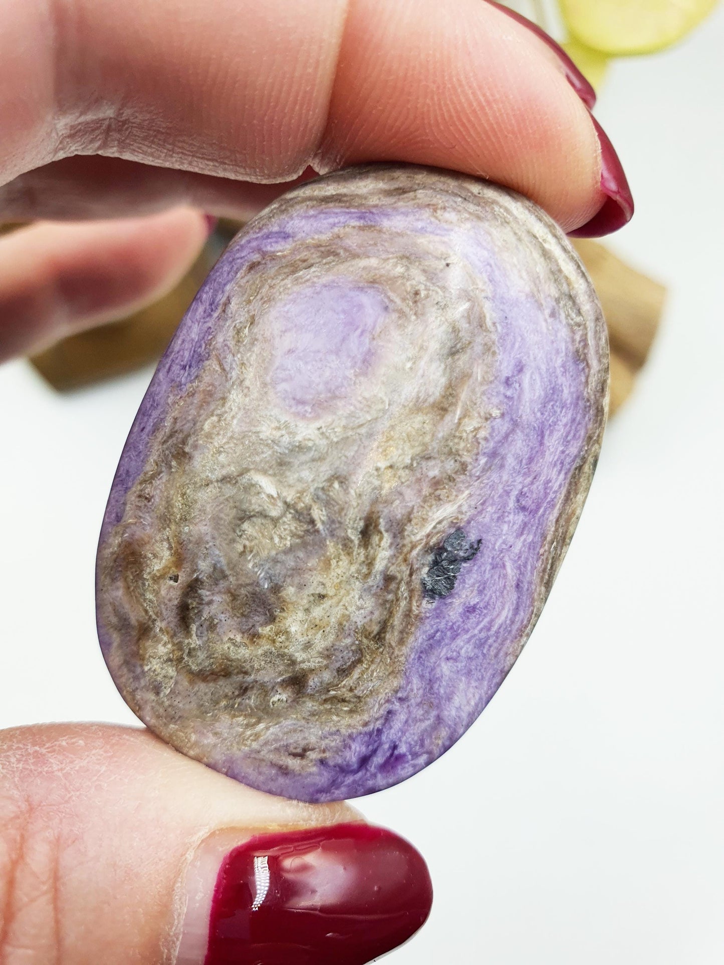 Gorgeous Little Charoite Palm / Charoite Palm Stone / Meditation Palm / Pocket Crystal / Collectors Palm - 35g