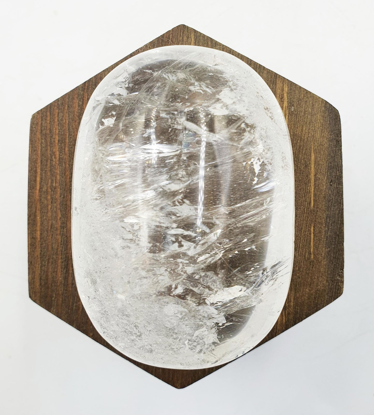 Clear Quartz Palm with shimmering inclusions and rainbow flashes/ Clear Quartz Palm Stone / Reiki Crystal Palm / Meditation Palm - 190g