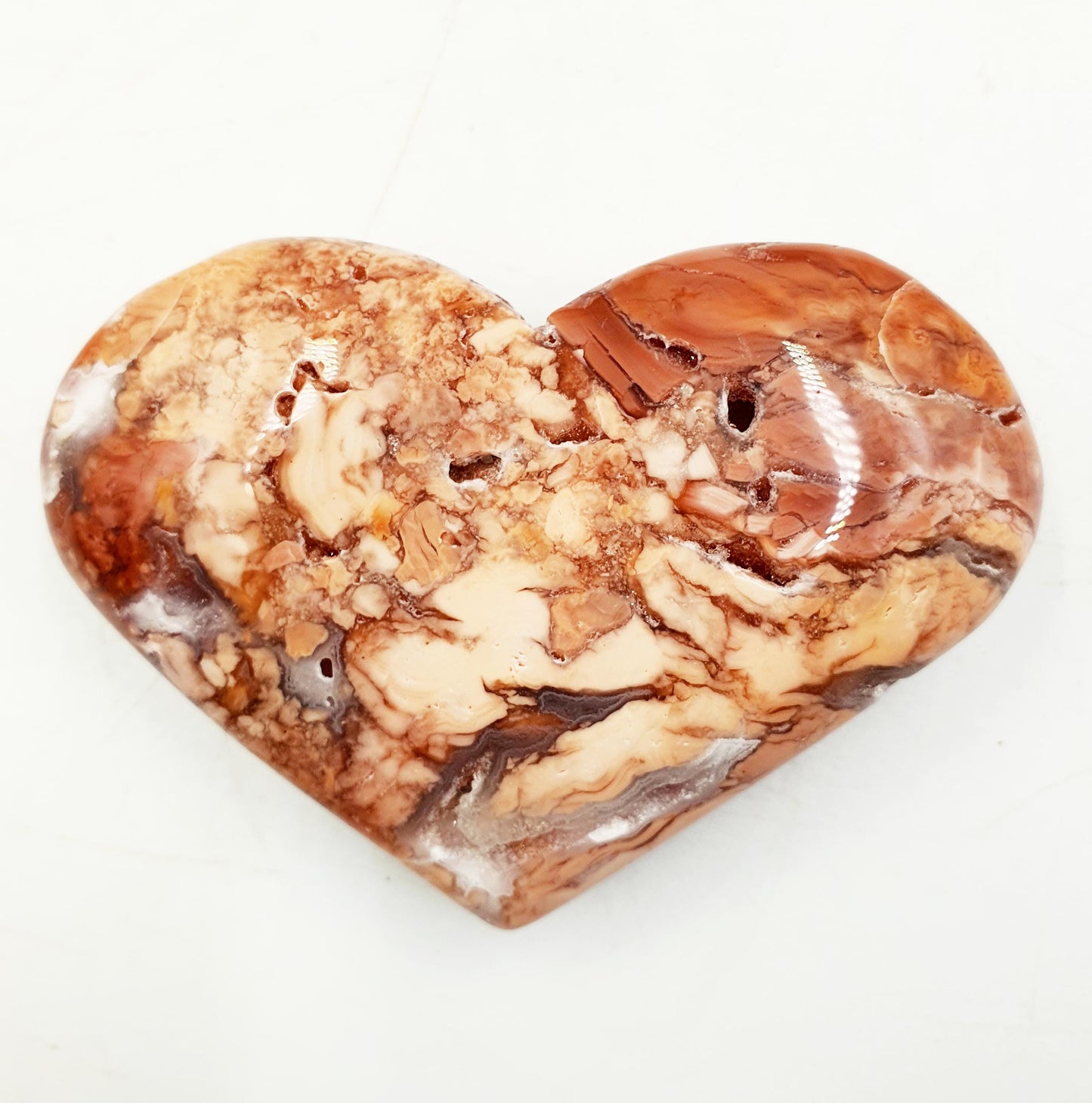 Beautiful Large Pink Agate Heart / Pink Agate Puff Heart / Pink Agate Heart Carving - 90g