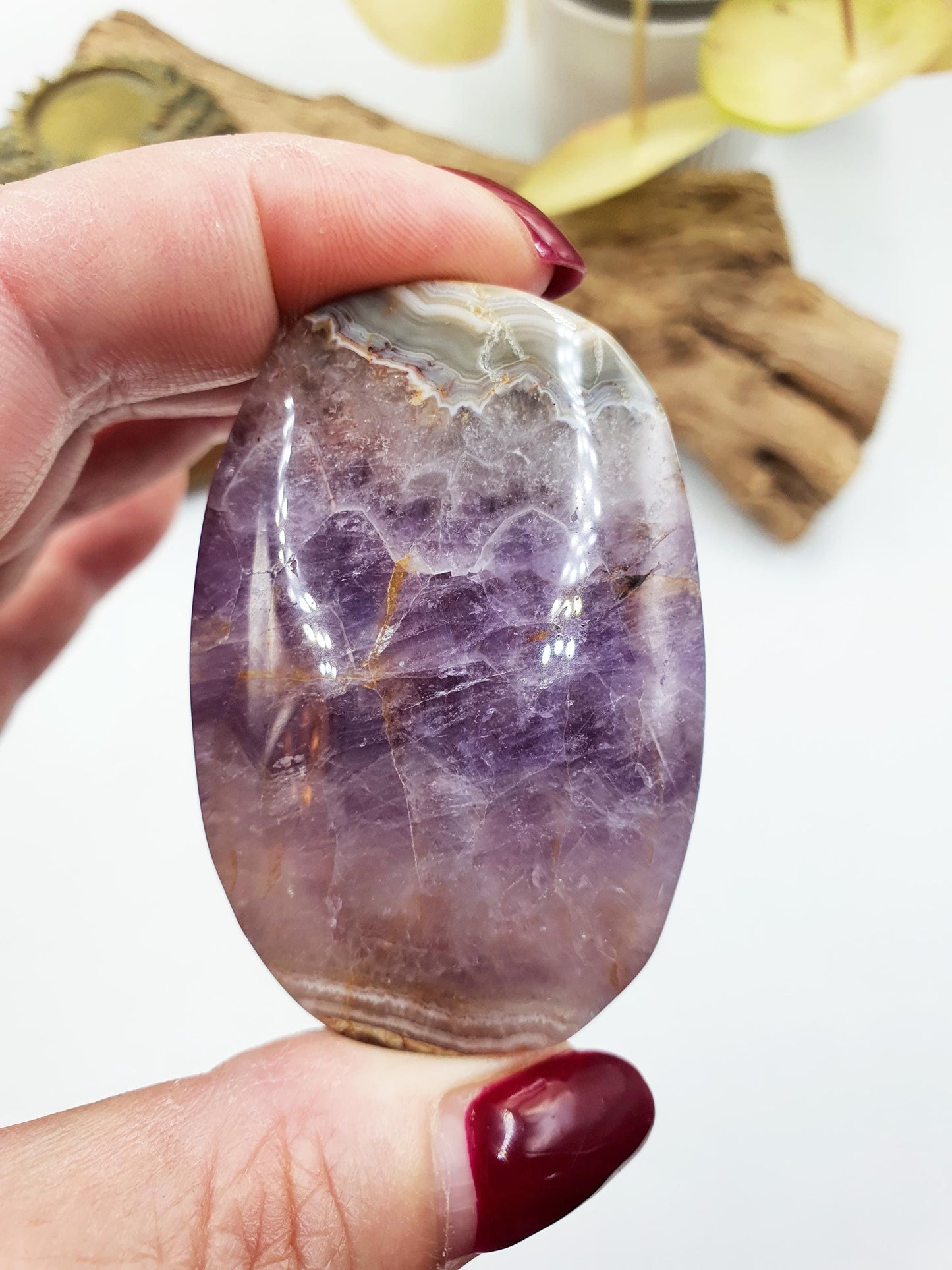 Beautiful Amethyst Agate Palm / Amethyst Agate Palm Stone / Amethyst Palm / Amethyst Agate / Reiki Crystal Palm - 65g