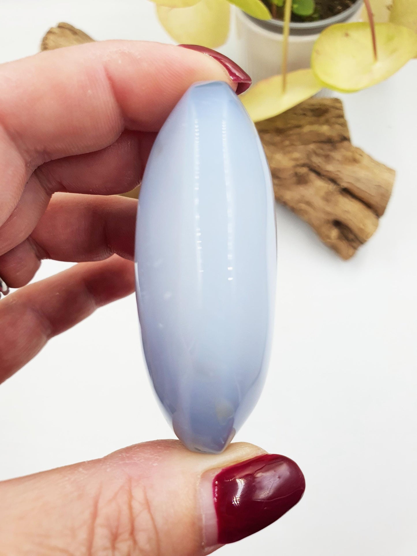 Beautiful Blue Chalcedony Palm/ Chalcedony Palm Stone / Meditation Palm / Reiki Crystal Palm - 95g