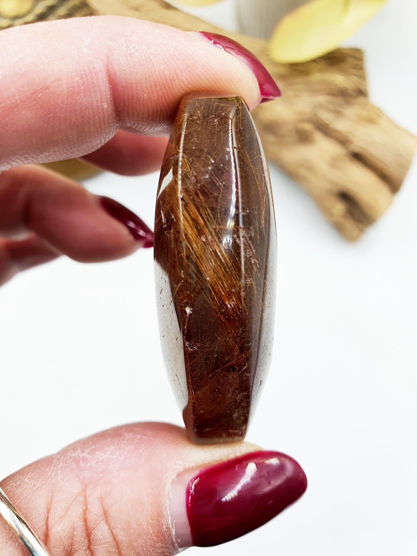 Rutilated Quartz Palmstone / Rutile Quartz Palm / Rutilated Quartz Pocket Stone / Rutile Pendant Crystal /Meditation Palm - 40g