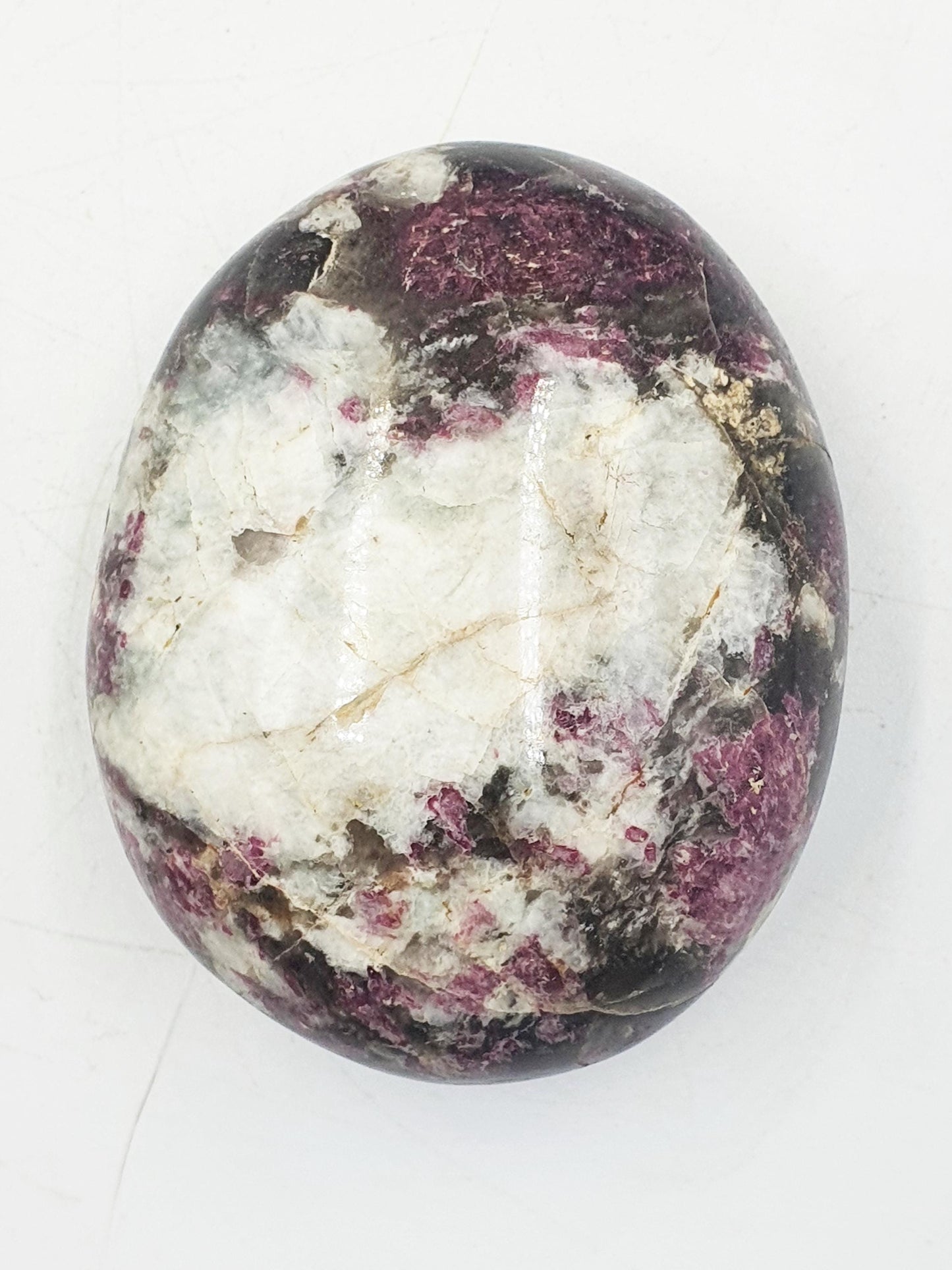 Beautiful Large Plum Tourmaline Palm / Plum Blossom Tourmaline Palm Stone / Pocket Stone / Meditation Palm - 120g
