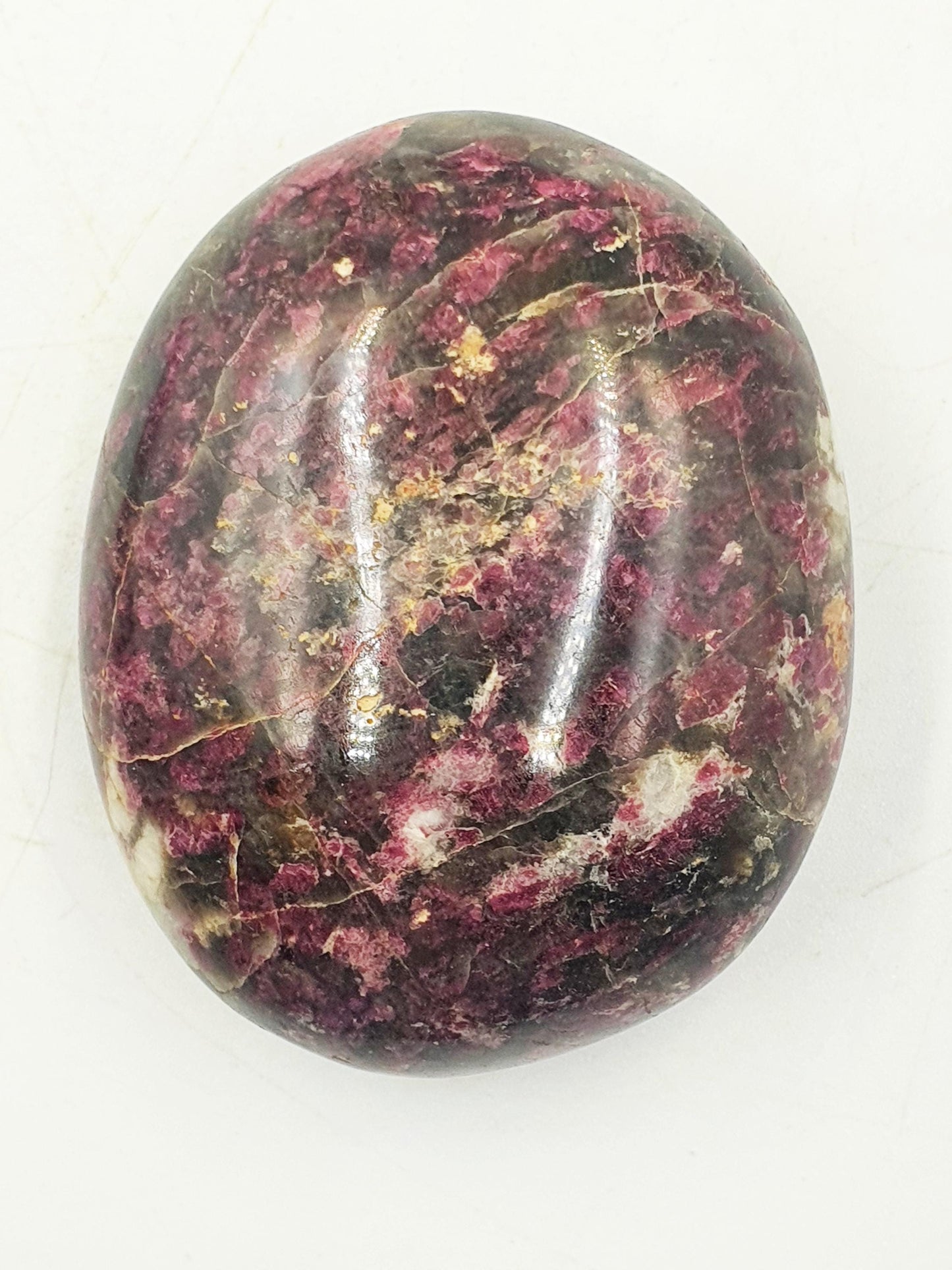 Beautiful Large Plum Tourmaline Palm / Plum Blossom Tourmaline Palm Stone / Pocket Stone / Meditation Palm - 120g
