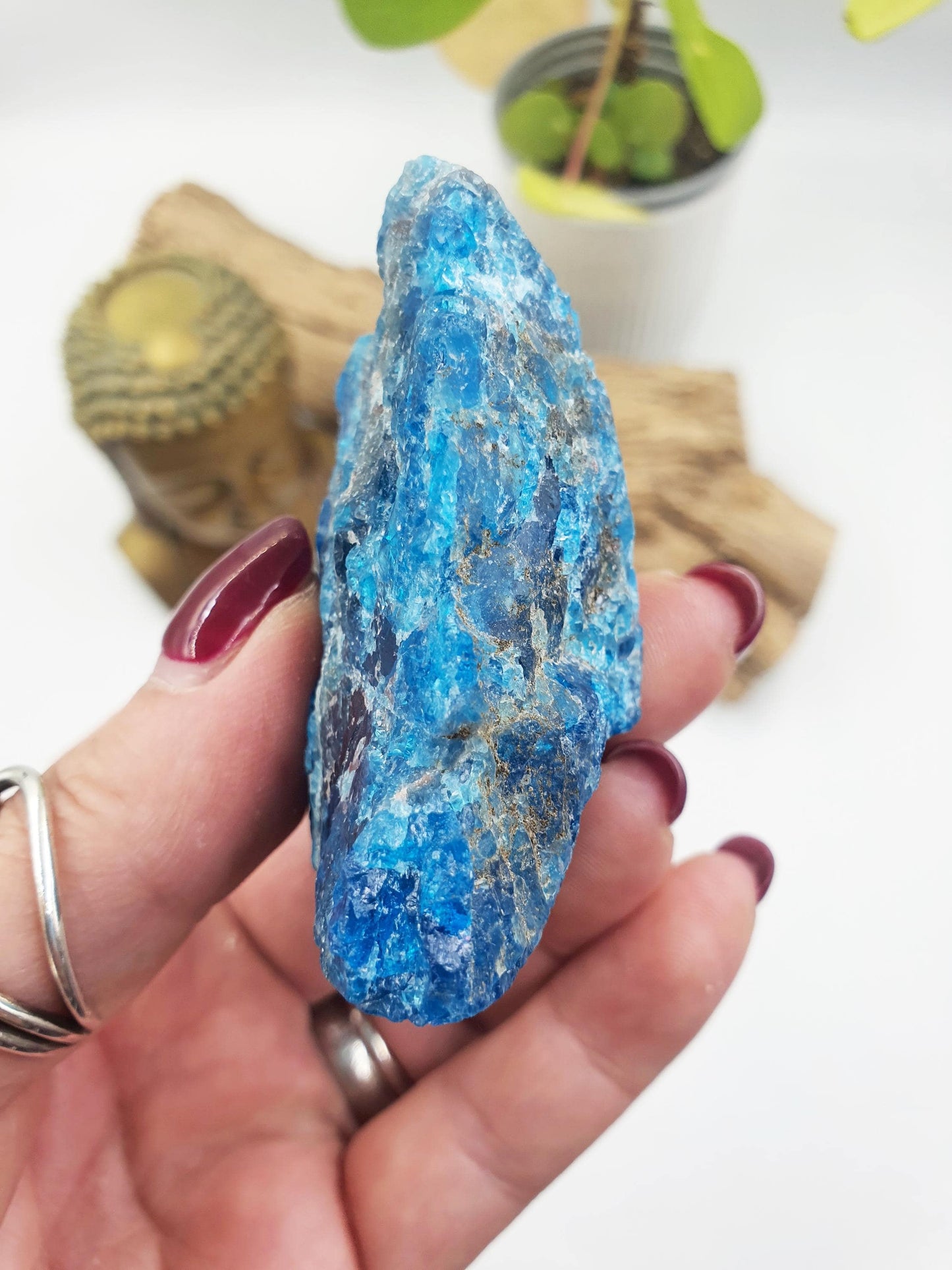 Flashy Raw Blue Apatite / Rough Blue Apatite Specimen / Natural Blue Apatite / Raw Crystal Chunk - 135g