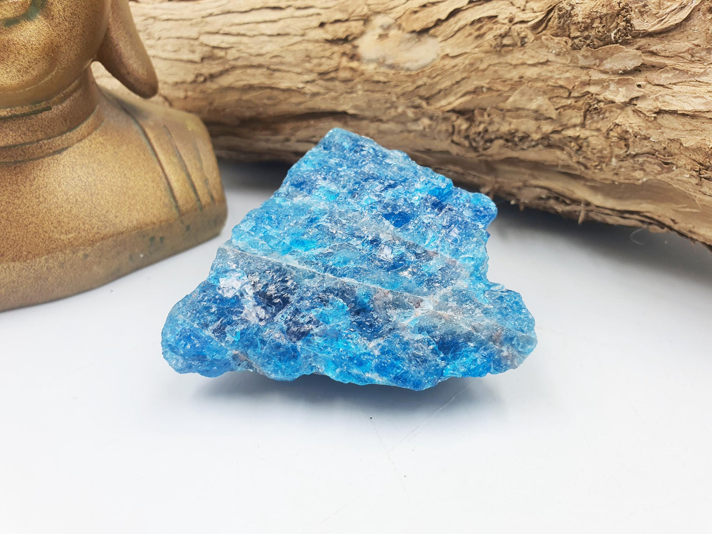Flashy Raw Blue Apatite / Rough Blue Apatite Specimen / Natural Blue Apatite / Raw Crystal Chunk - 135g