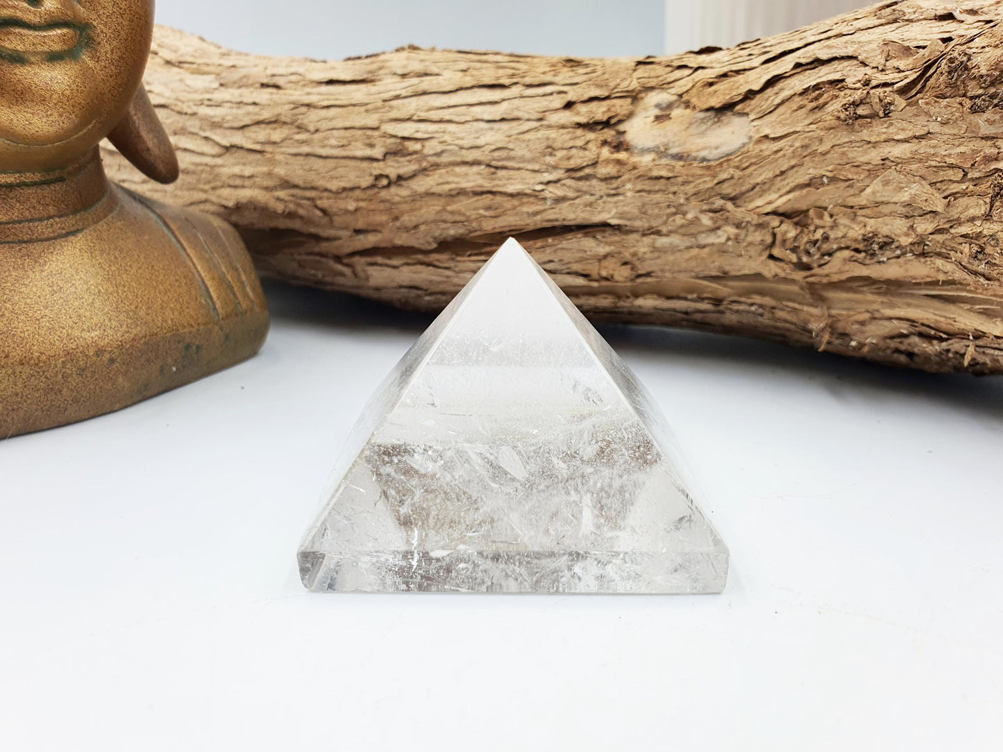 Beautiful Clear Quartz Pyramid/ Clear Quartz Triangle / Clear Quartz Carving - 130g