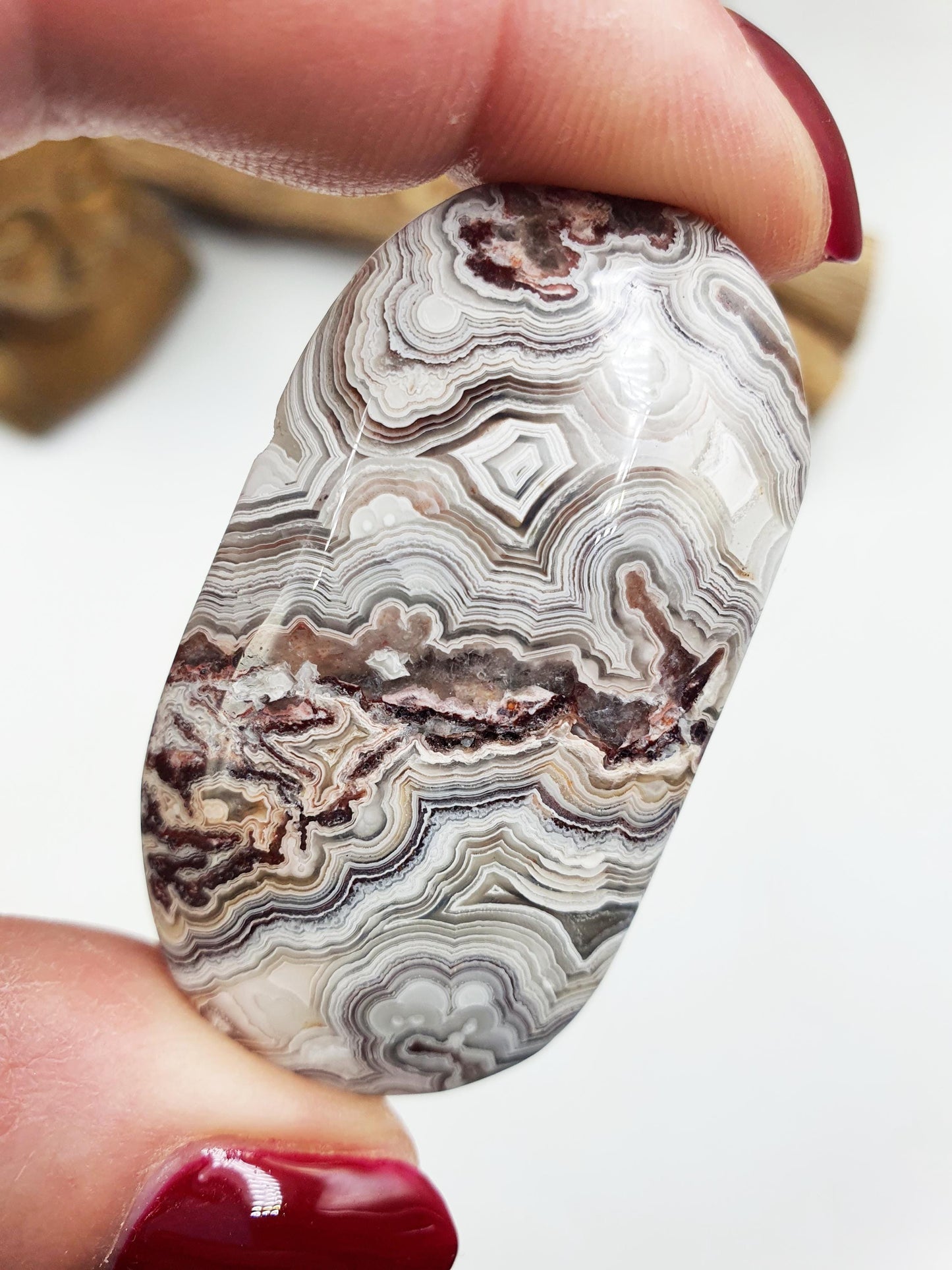 Beautiful Mexican Crazy Lace Agate Palm / Crazy Lace Agate Palm Stone / Drusy Agate Palm / Meditation Palm - 35g