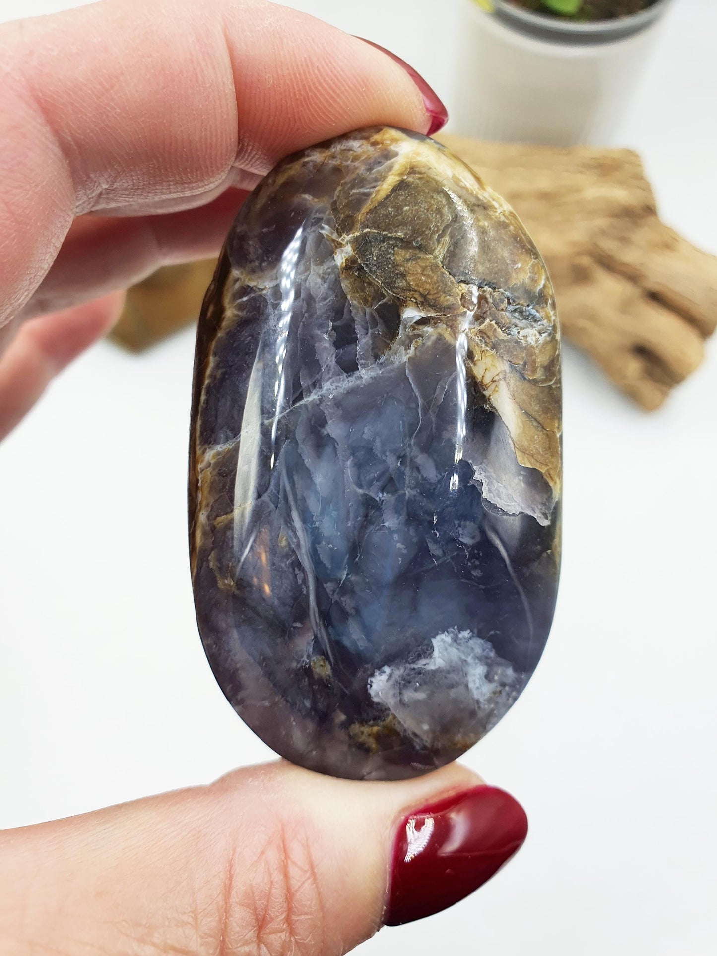 Beautiful Petrified Wood Palm / Petrified Wood Palm Stone / Meditation Palm / Reiki Crystal Palm - 95g