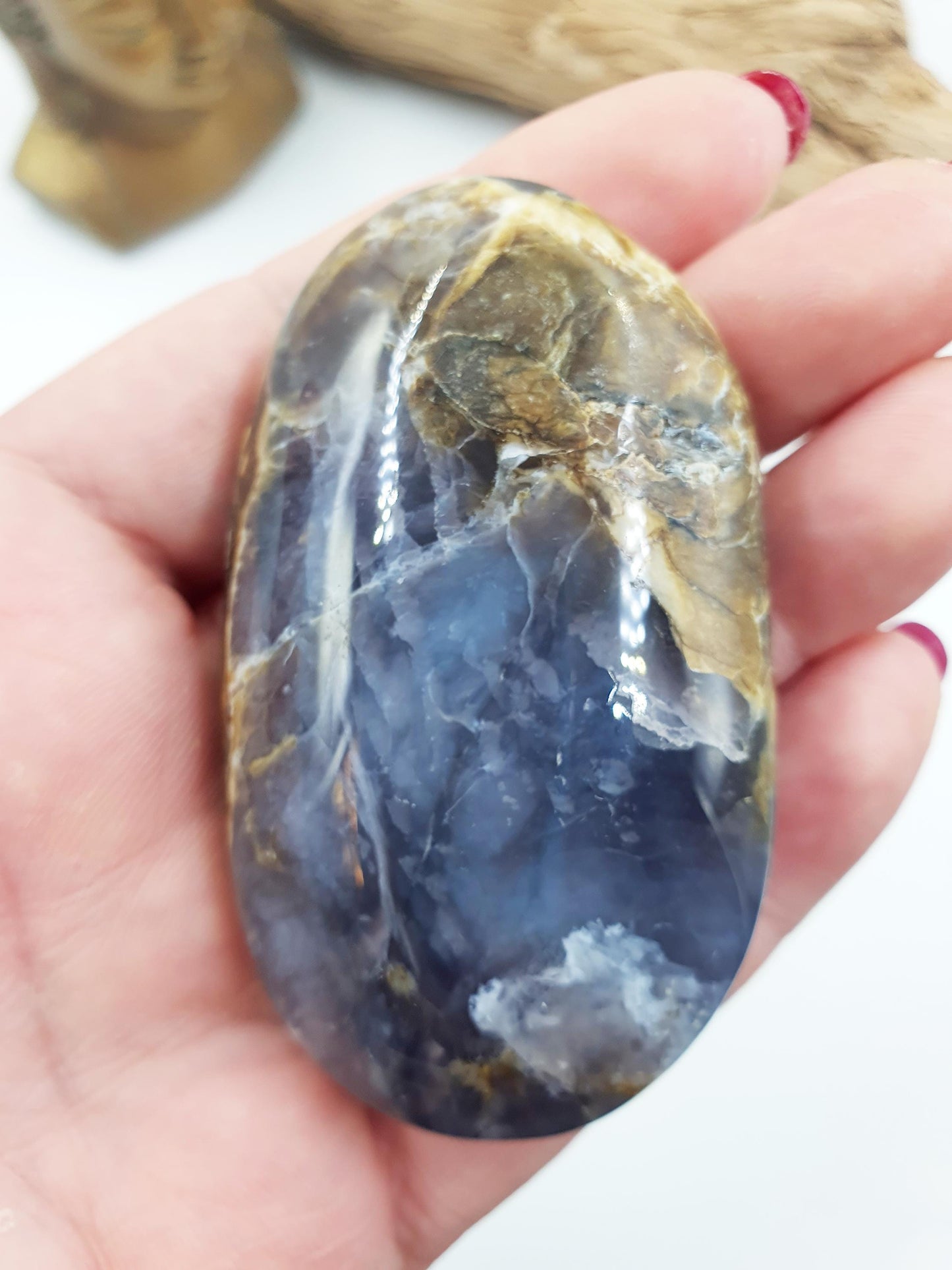 Beautiful Petrified Wood Palm / Petrified Wood Palm Stone / Meditation Palm / Reiki Crystal Palm - 95g