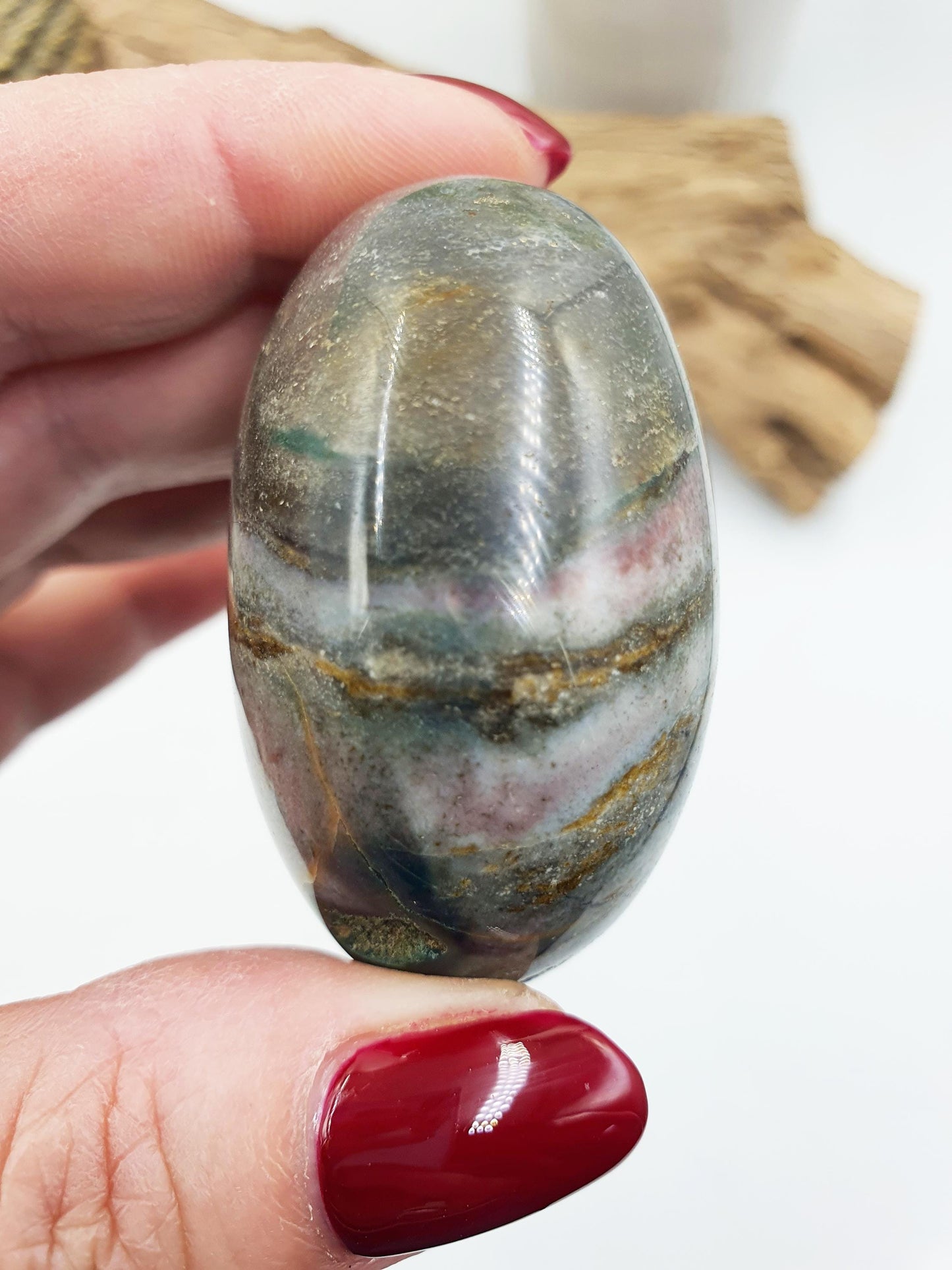 Ocean Jasper Palm / Ocean Jasper Palm stone / OJ Palm / Meditation Palm / Reiki Crystal Palm - 90g