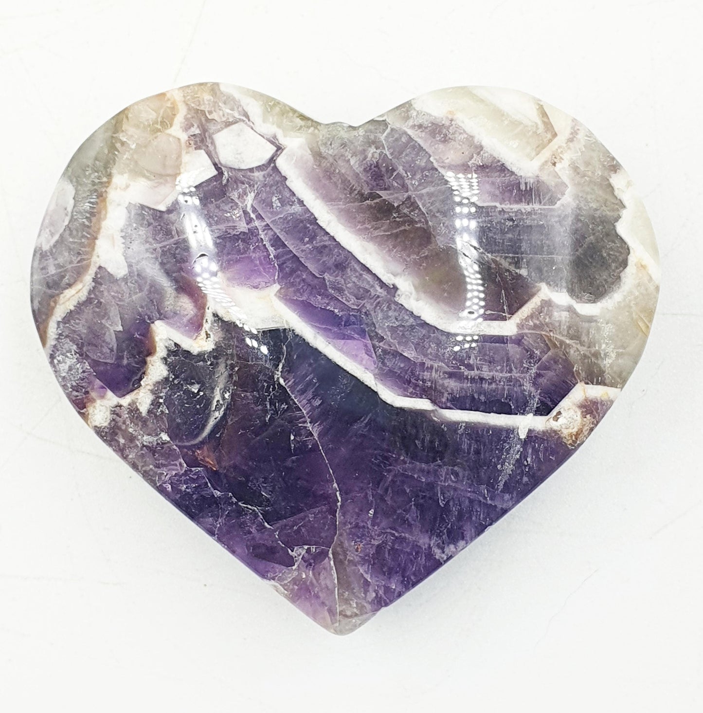 Stunning Dream Amethyst Puff Heart / Chevron Amethyst Crystal Heart / Purple Crystal Heart - 105g