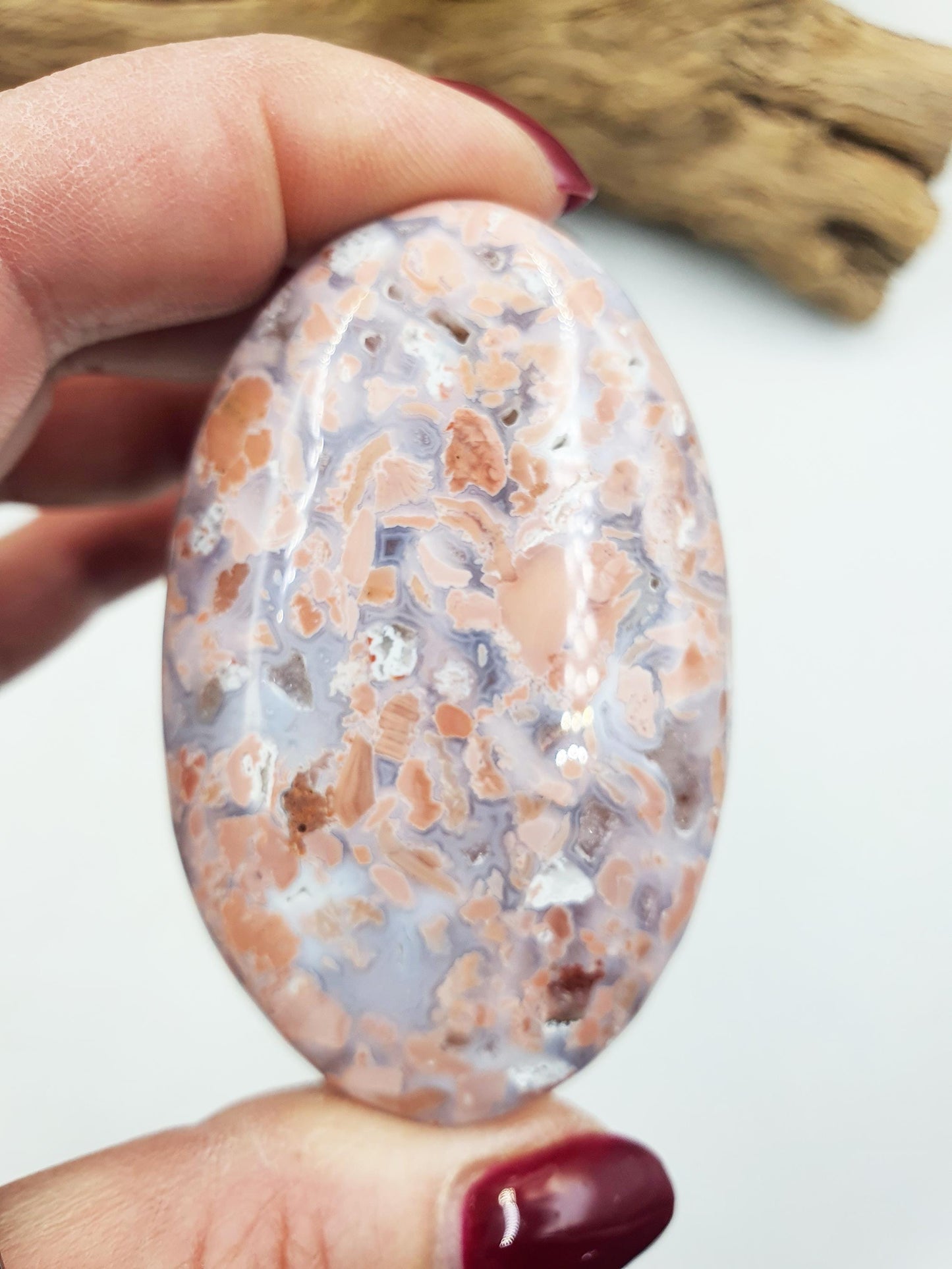 Beautiful Pink Agate Palm / Pink Agate Palm Stone / Pocket Crystal / Agate Palm / Meditation Palm - 80g
