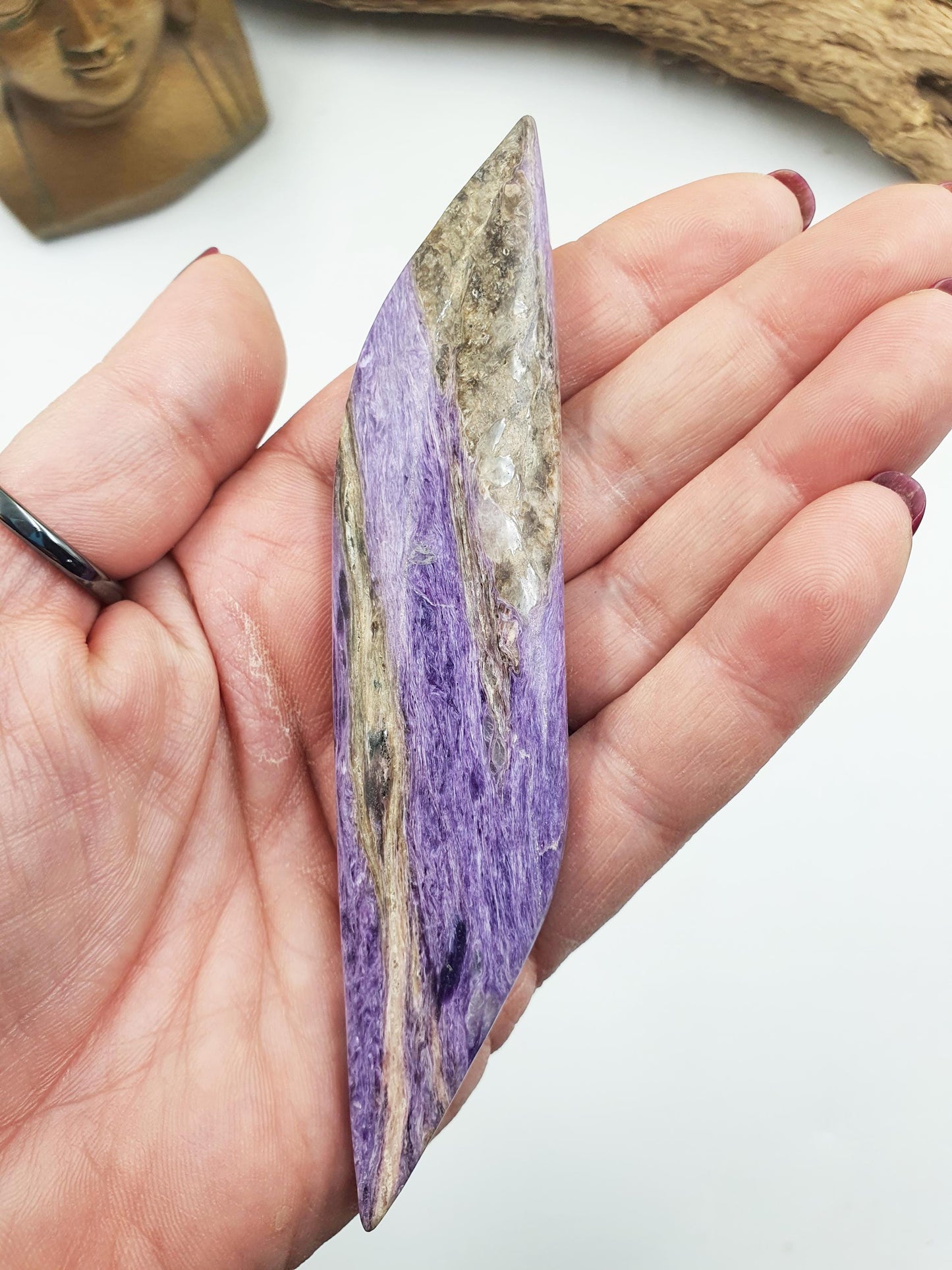 Gorgeous Charoite Freeform / Charoite Palm Stone / Charoite Carving / Charoite Shard / Collectors Crystal - 50g