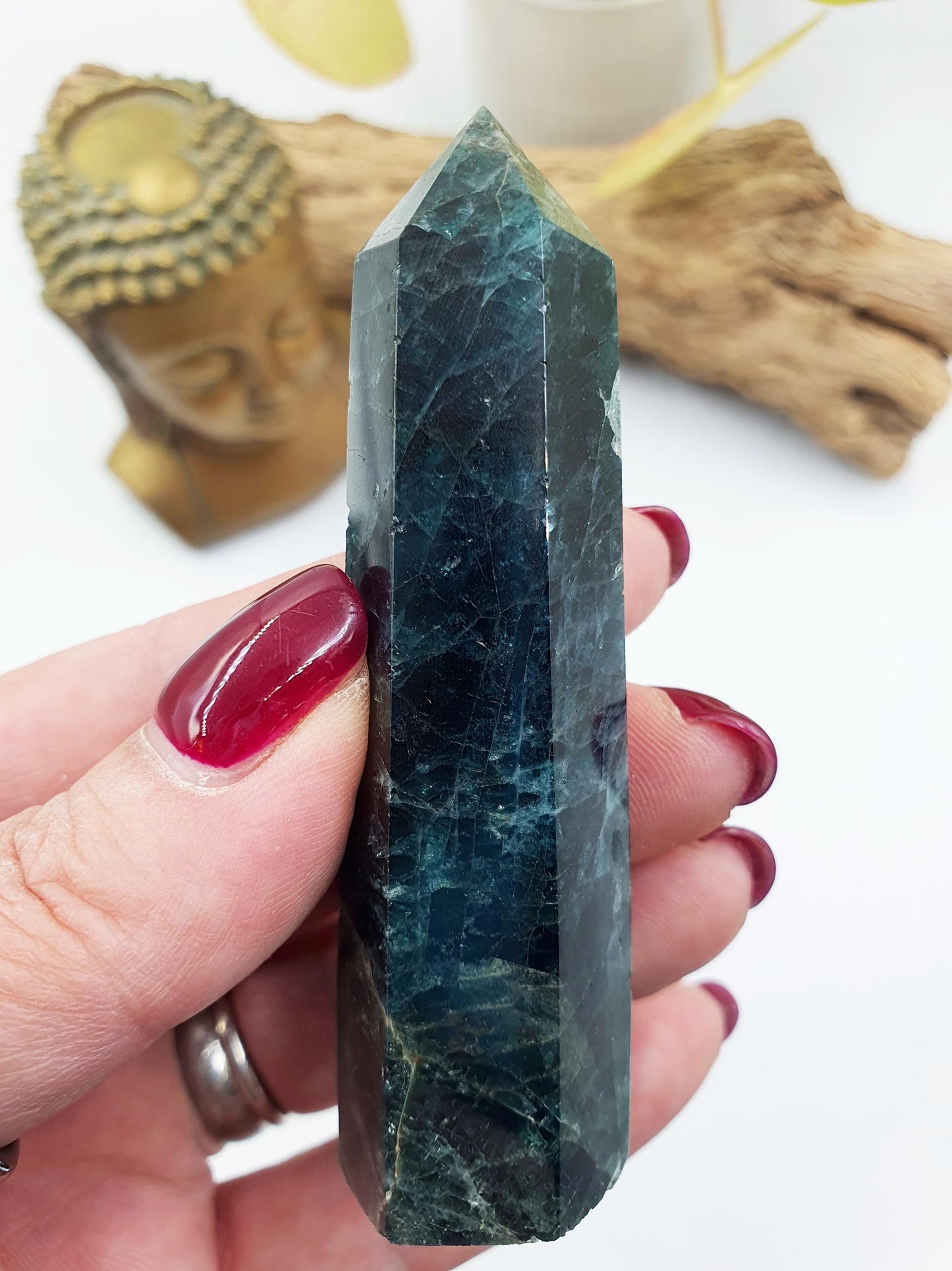 Blue and Green Apatite Tower / Apatite Healing Tower / Blue and Green Apatite Point / Crystal Tower - 85g