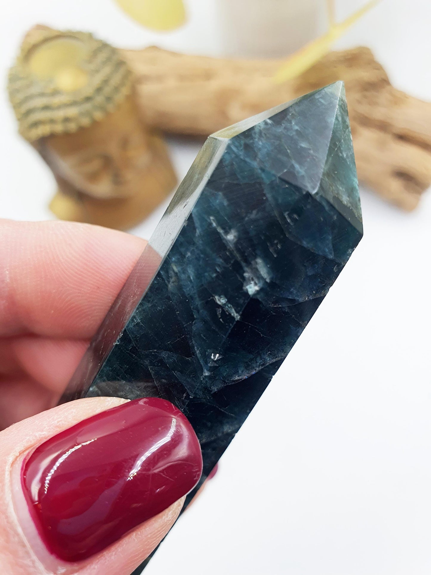 Blue and Green Apatite Tower / Apatite Healing Tower / Blue and Green Apatite Point / Crystal Tower - 85g