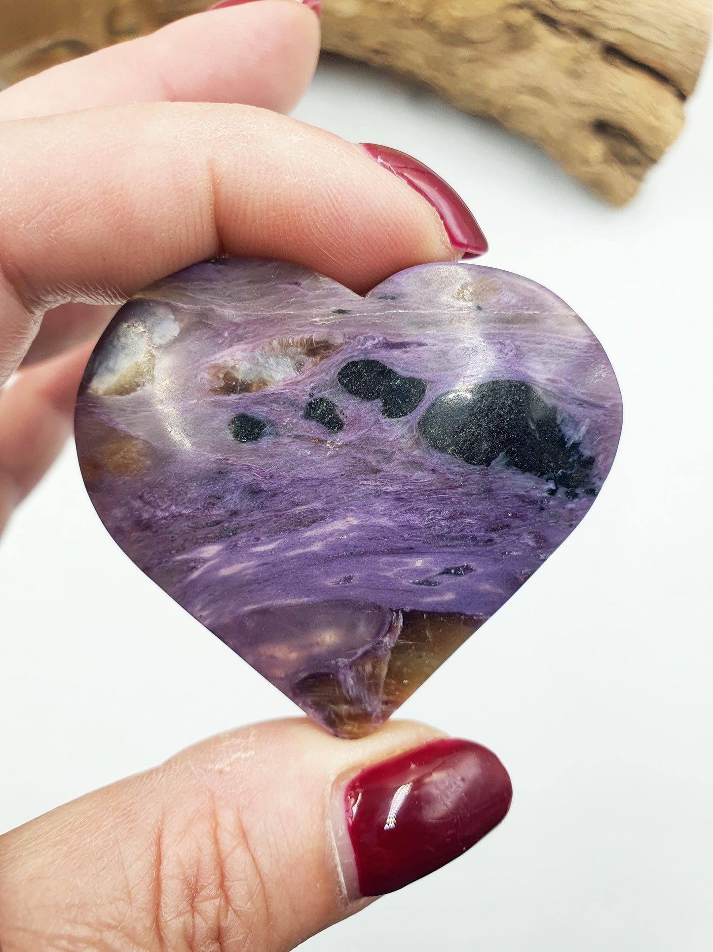 Beautiful Charoite Crystal Heart/ Charoite Puff Heart / Charoite Carving - 45g