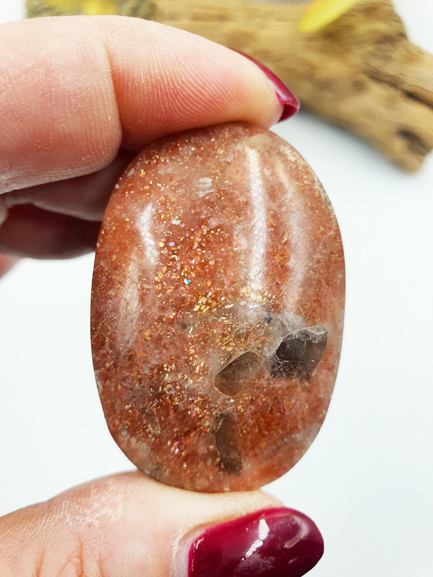 High Grade Super Flashy Sunstone Palm / Sunstone Palm Stone / Sunstone Palm / Meditation Palm / Reiki Crystal Palm - 40g