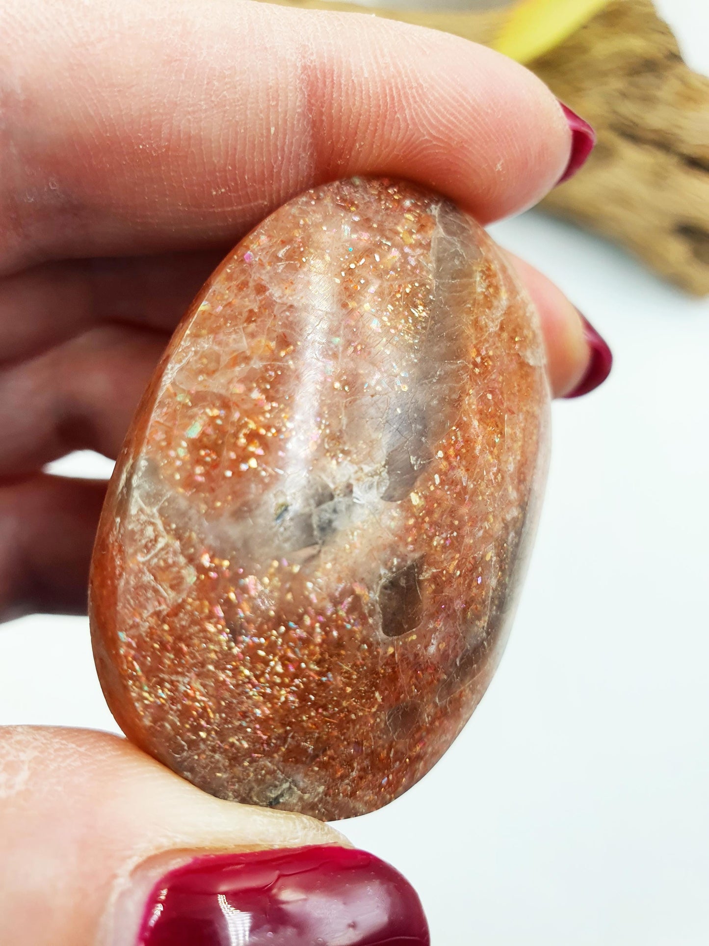 High Grade Super Flashy Sunstone Palm / Sunstone Palm Stone / Sunstone Palm / Meditation Palm / Reiki Crystal Palm - 40g