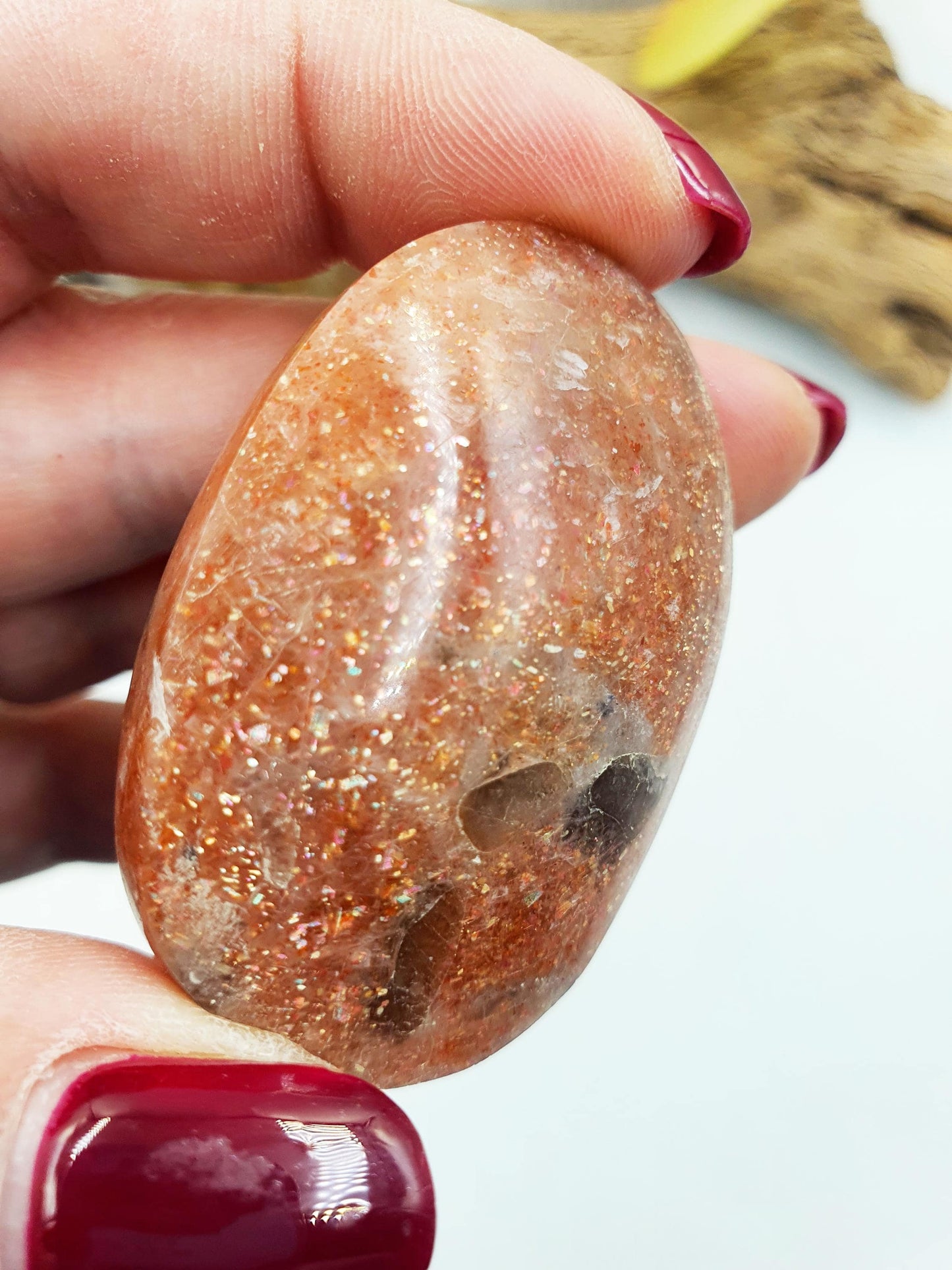 High Grade Super Flashy Sunstone Palm / Sunstone Palm Stone / Sunstone Palm / Meditation Palm / Reiki Crystal Palm - 40g