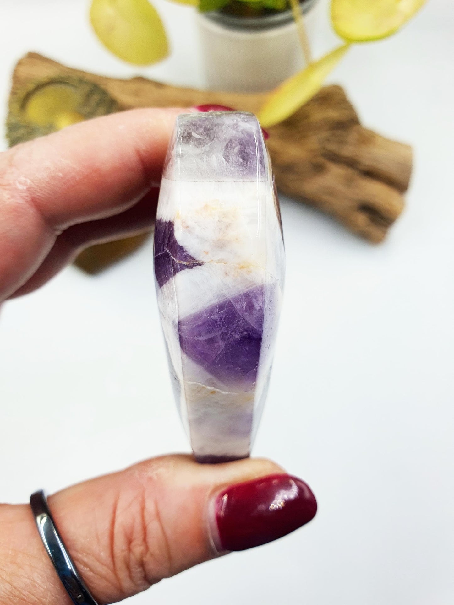 Stunning Dream Amethyst Puff Heart / Chevron Amethyst Crystal Heart / Purple Crystal Heart - 115g