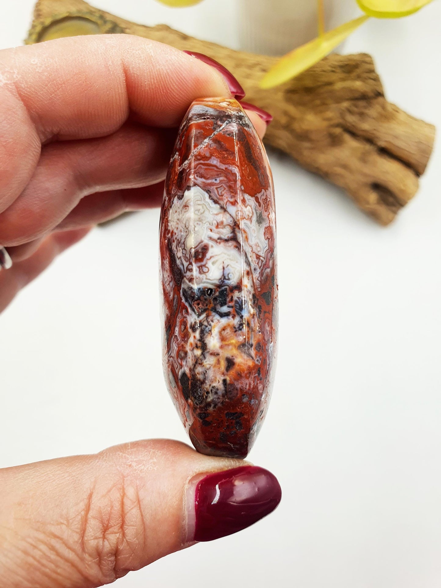 Beautiful Mexican Agate Palm / Crazy Lace Agate Palm Stone / Agate Palm / Meditation Palm / Reiki Crystal- 105g