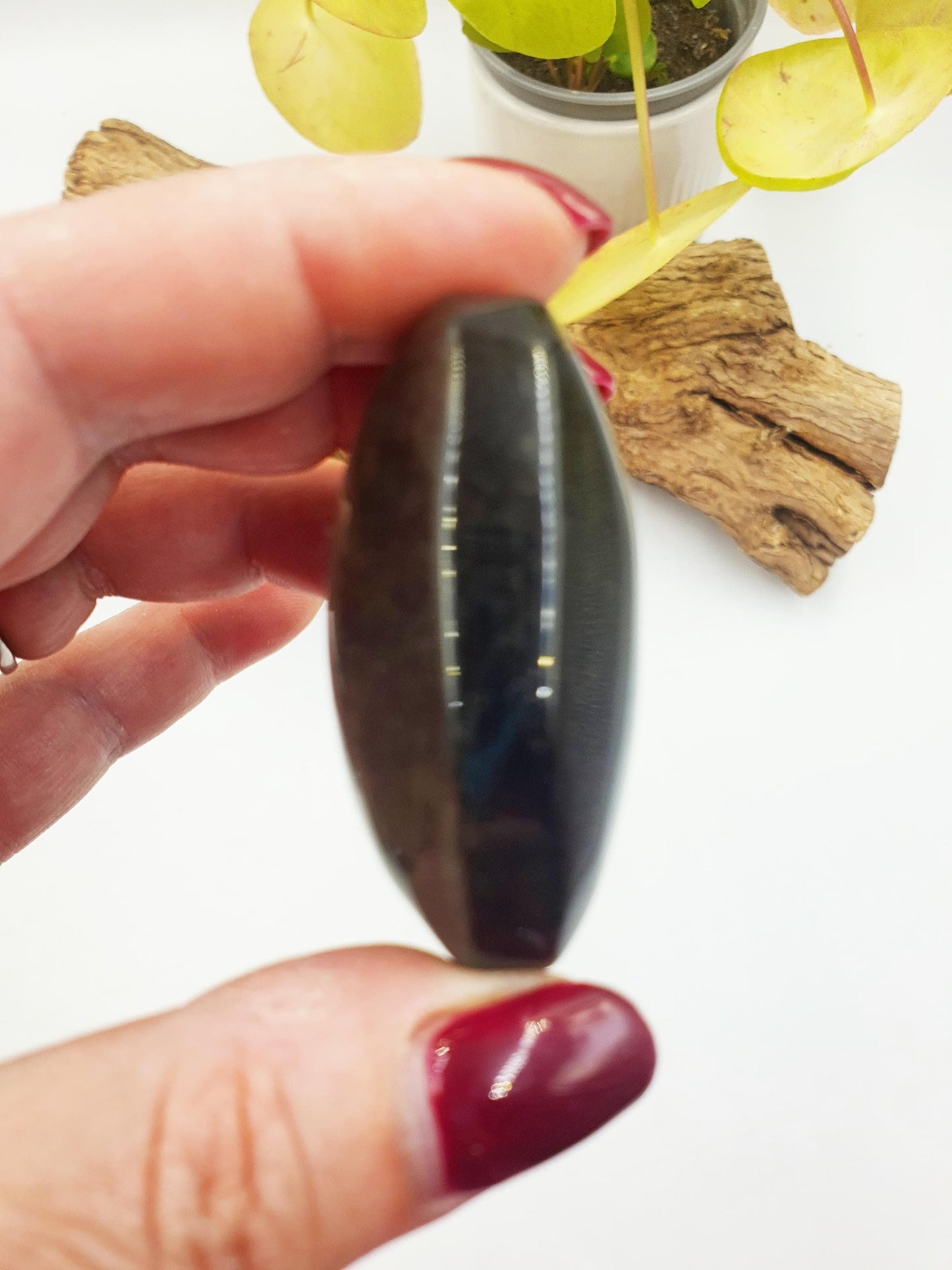 Gold Sheen Obsidian Palm / Golden Sheen Obsidian Palm Stone / Gold Obsidian Palm / Pocket Crystal / Meditation Palm - 60g