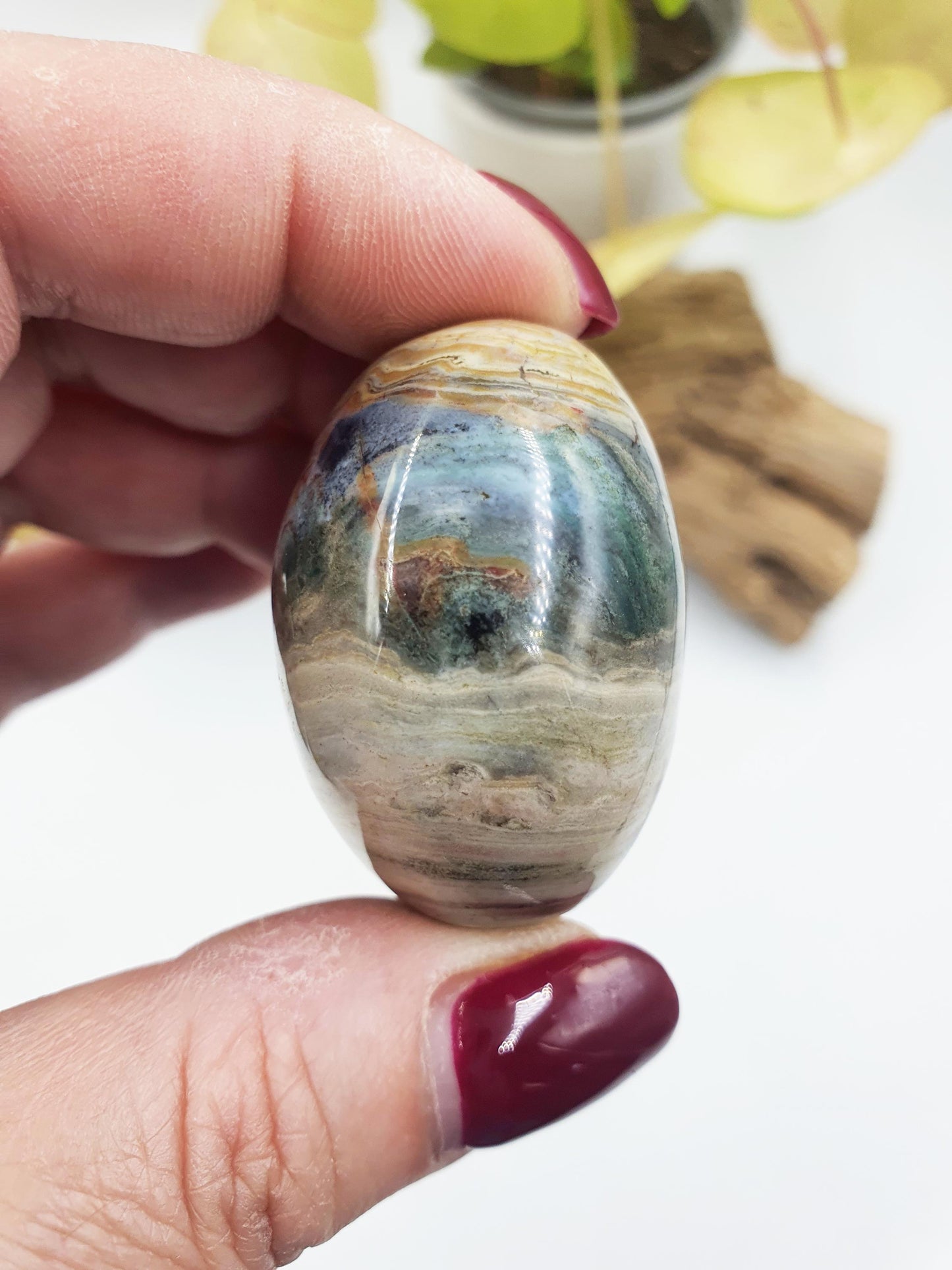 Ocean Jasper Palm / Ocean Jasper Palm stone / OJ Palm / Meditation Palm / Reiki Crystal Palm - 70g