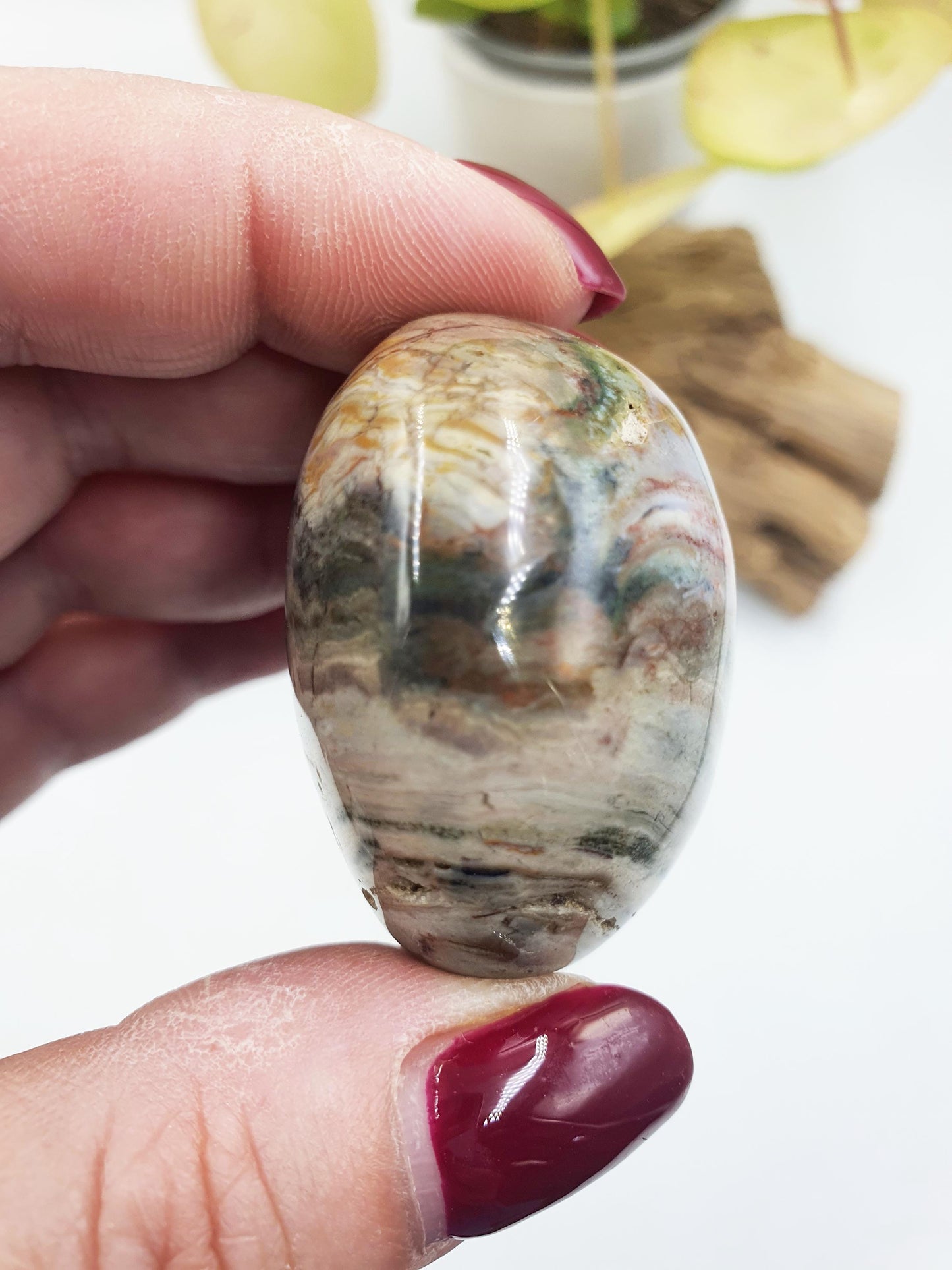 Ocean Jasper Palm / Ocean Jasper Palm stone / OJ Palm / Meditation Palm / Reiki Crystal Palm - 70g