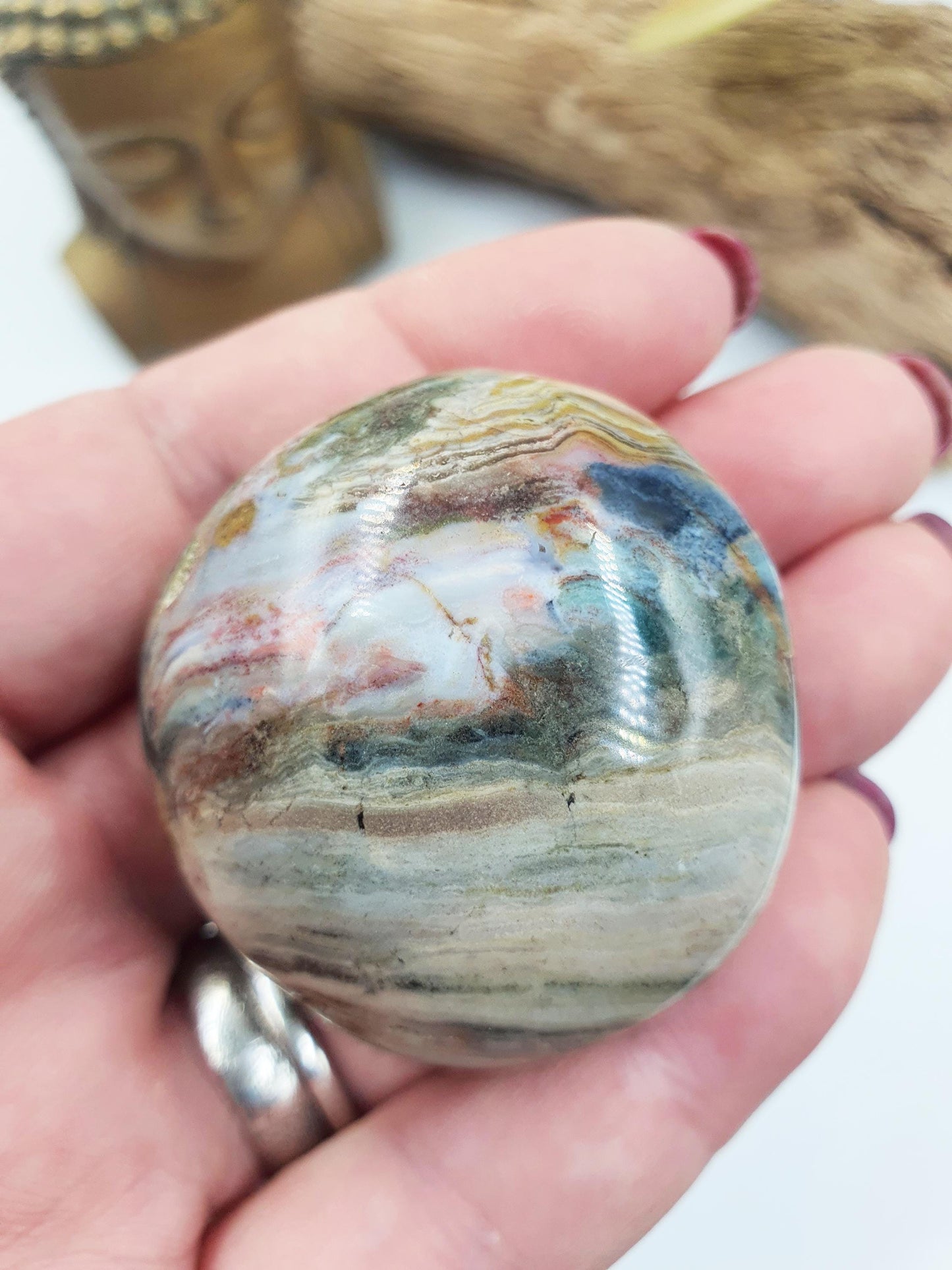 Ocean Jasper Palm / Ocean Jasper Palm stone / OJ Palm / Meditation Palm / Reiki Crystal Palm - 70g
