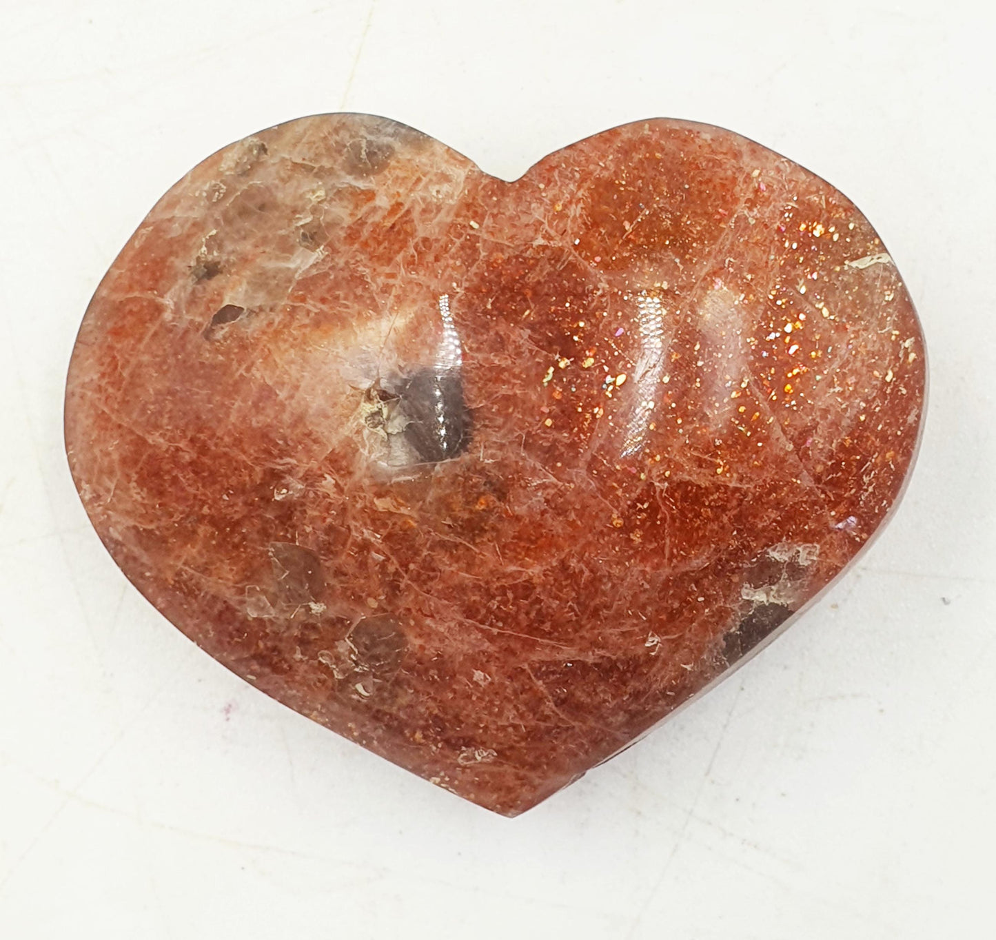 Flashy Sunstone Puff Heart / Sunstone Crystal Heart / Sunstone Heart Carving - 60g