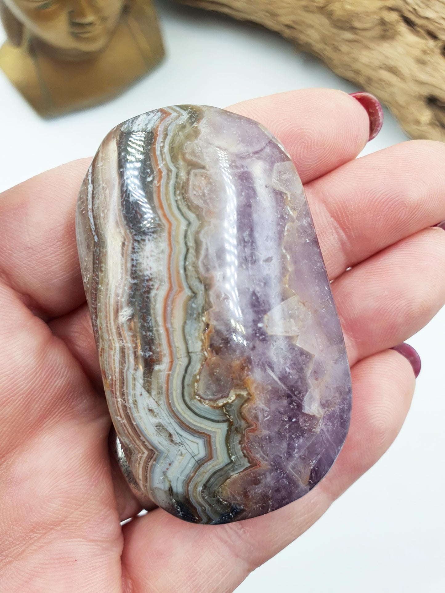 Beautiful Amethyst Agate Palm / Amethyst Agate Palm Stone / Amethyst Palm / Amethyst Agate / Reiki Crystal Palm - 65g