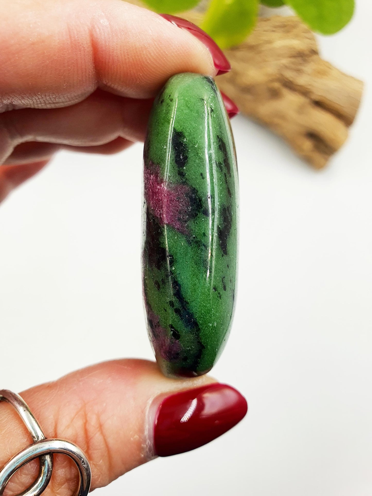 Ruby in Zoisite Palm / Ruby Zoisite Palm Stone / Anyolite Palm / Pocket Crystal / Meditation Palm - 65g
