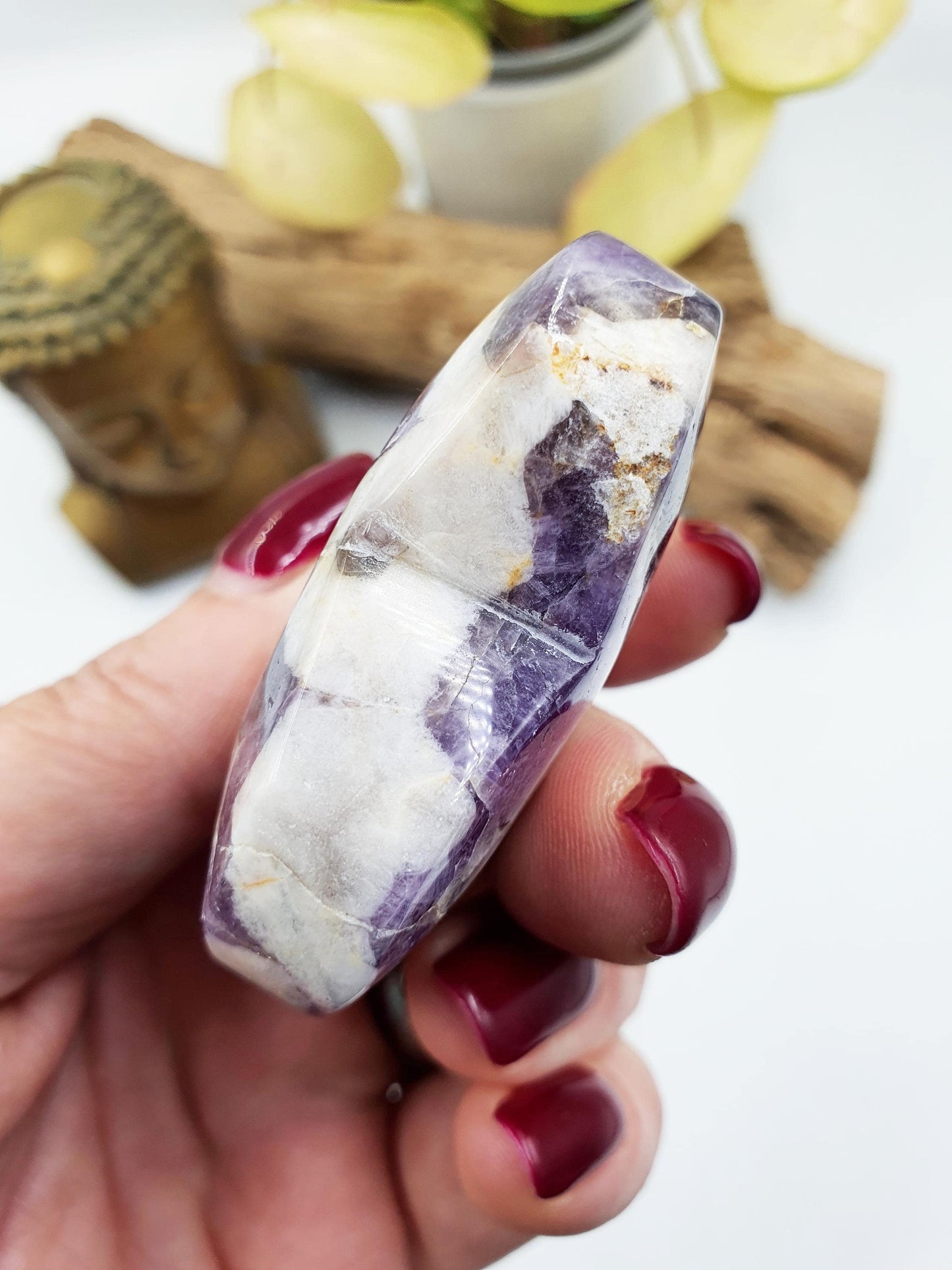 Beautiful Dream Amethyst Puff Heart / Chevron Amethyst Crystal Heart / Purple Crystal Heart - 85g