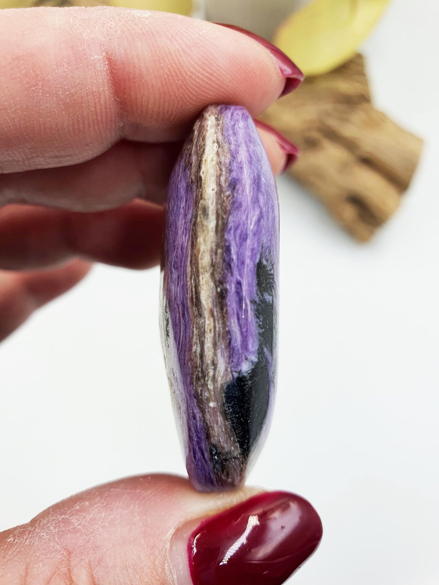 Gorgeous Little Charoite Palm / Charoite Palm Stone / Meditation Palm / Pocket Crystal / Collectors Palm - 35g