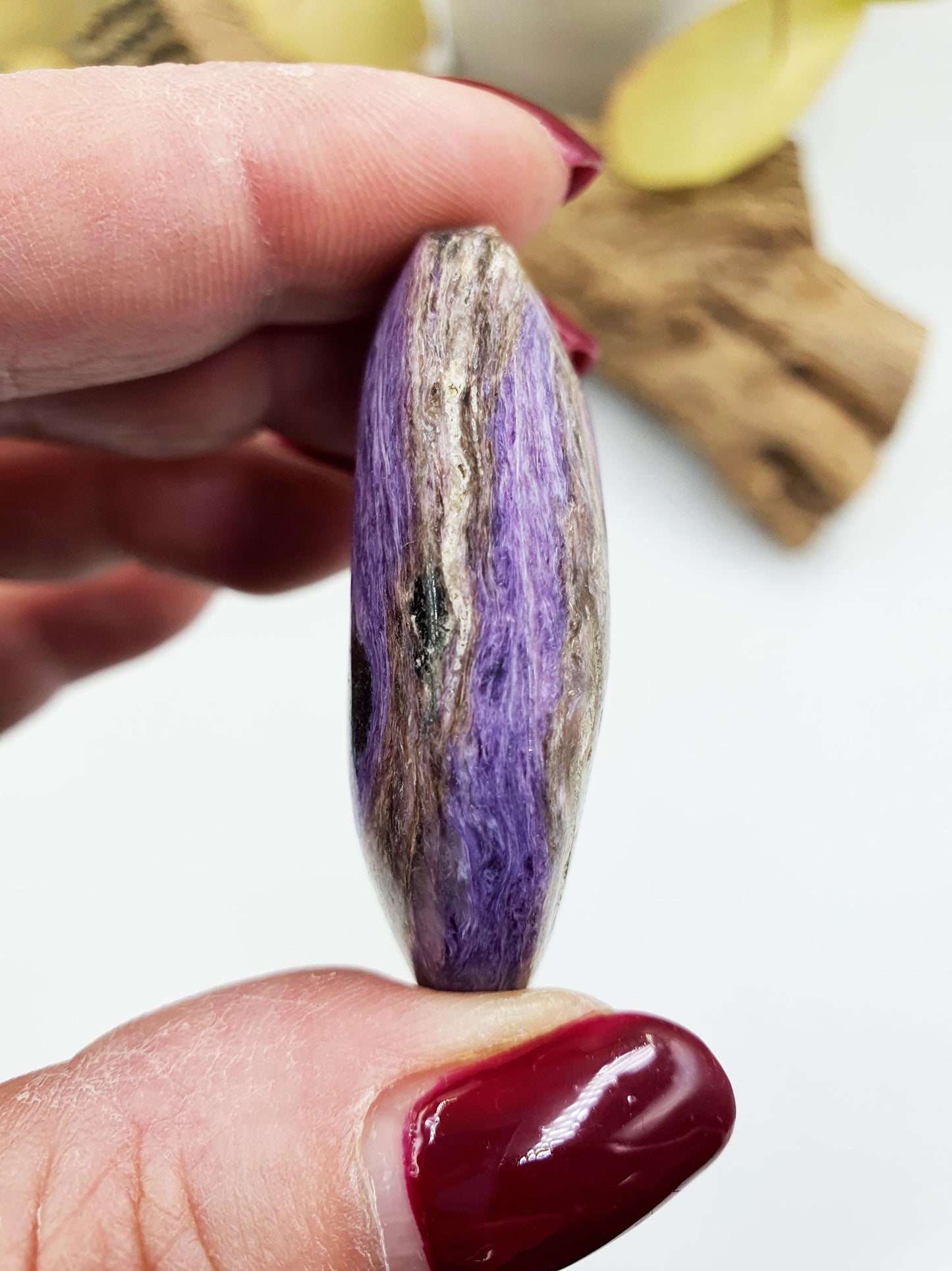 Gorgeous Little Charoite Palm / Charoite Palm Stone / Meditation Palm / Pocket Crystal / Collectors Palm - 35g
