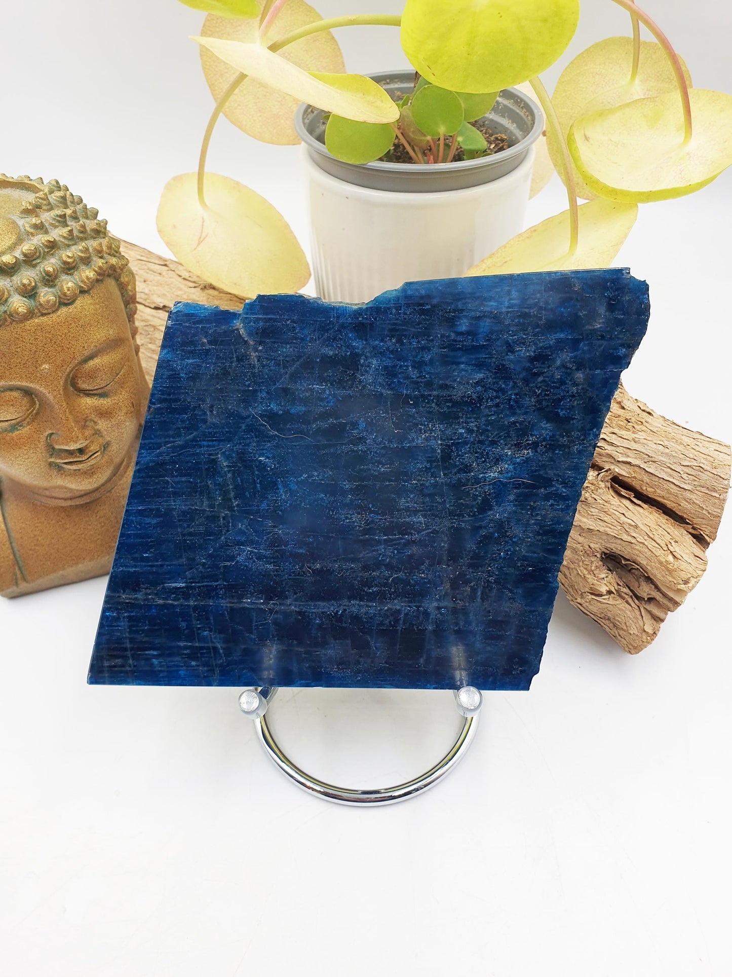 Flashy High Grade Blue Apatite Slice / Rough Blue Apatite Slab / Natural Blue Apatite / Raw and Polished Crystal Slice - 390g