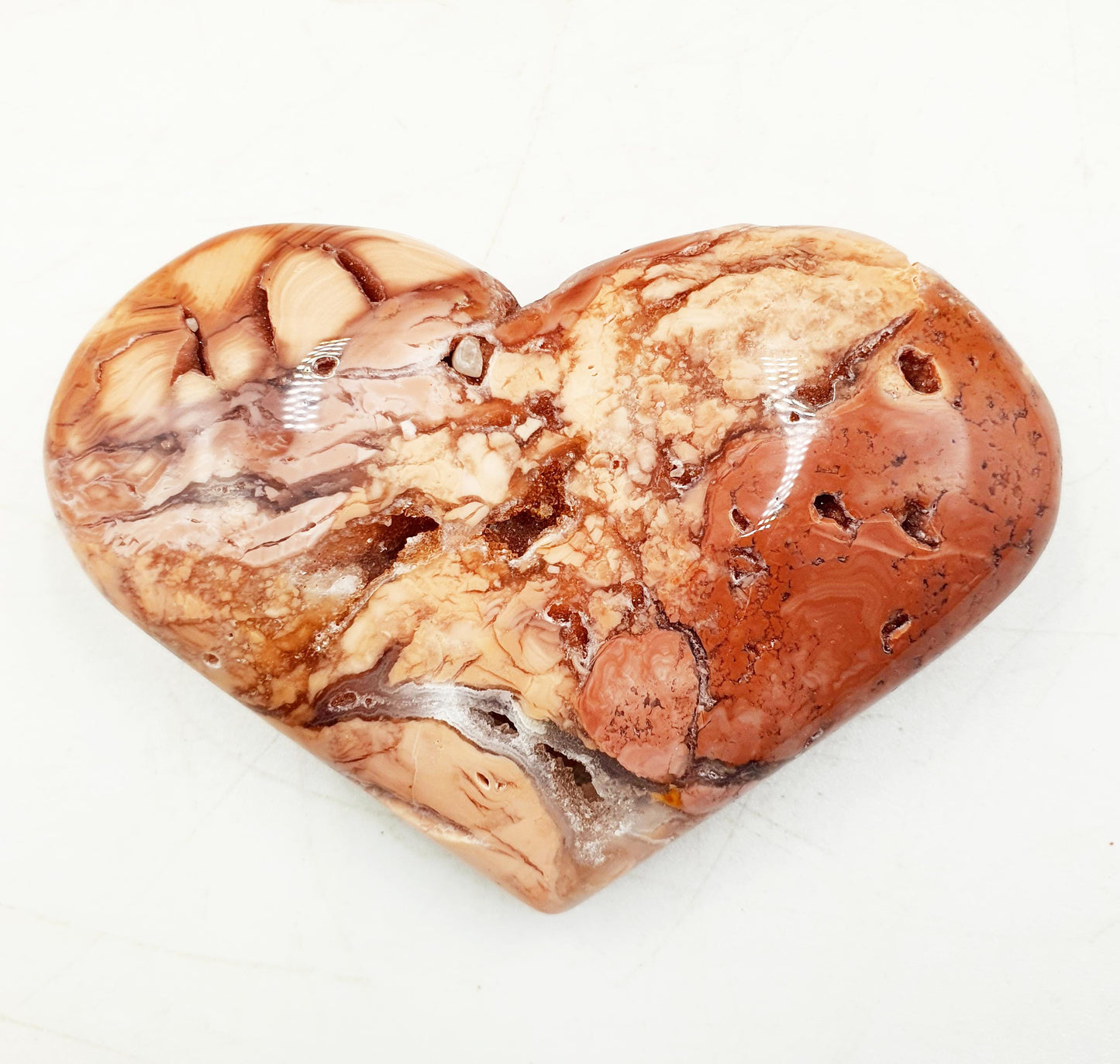 Beautiful Large Pink Agate Heart / Pink Agate Puff Heart / Pink Agate Heart Carving - 90g